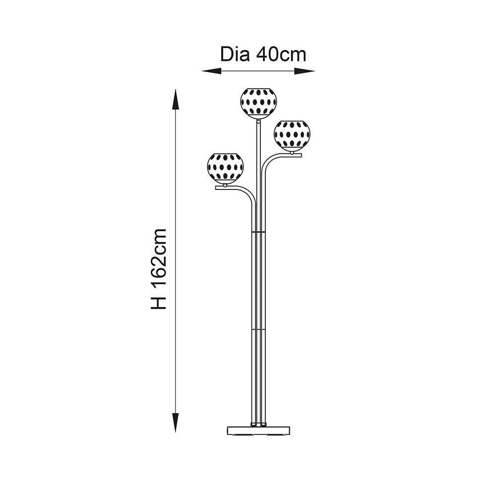 Endon Dimple 3 Light Floor Lamp - Satin Brass Plate & Champagne Lustre Glass