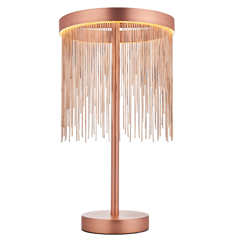 Endon Zelma Single Light Table Lamp -  Brushed Copper Plate & Copper