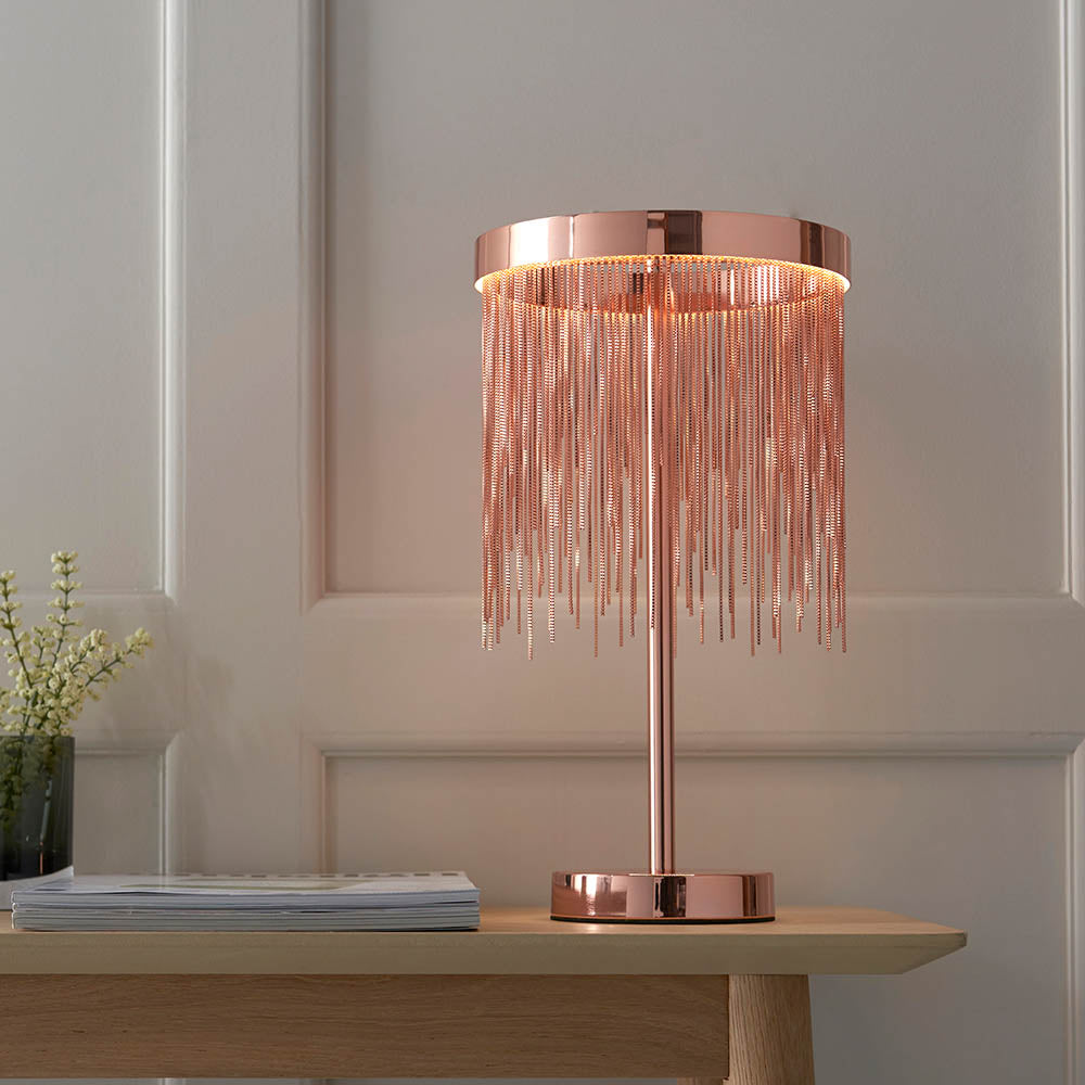Endon Zelma Single Light Table Lamp -  Brushed Copper Plate & Copper