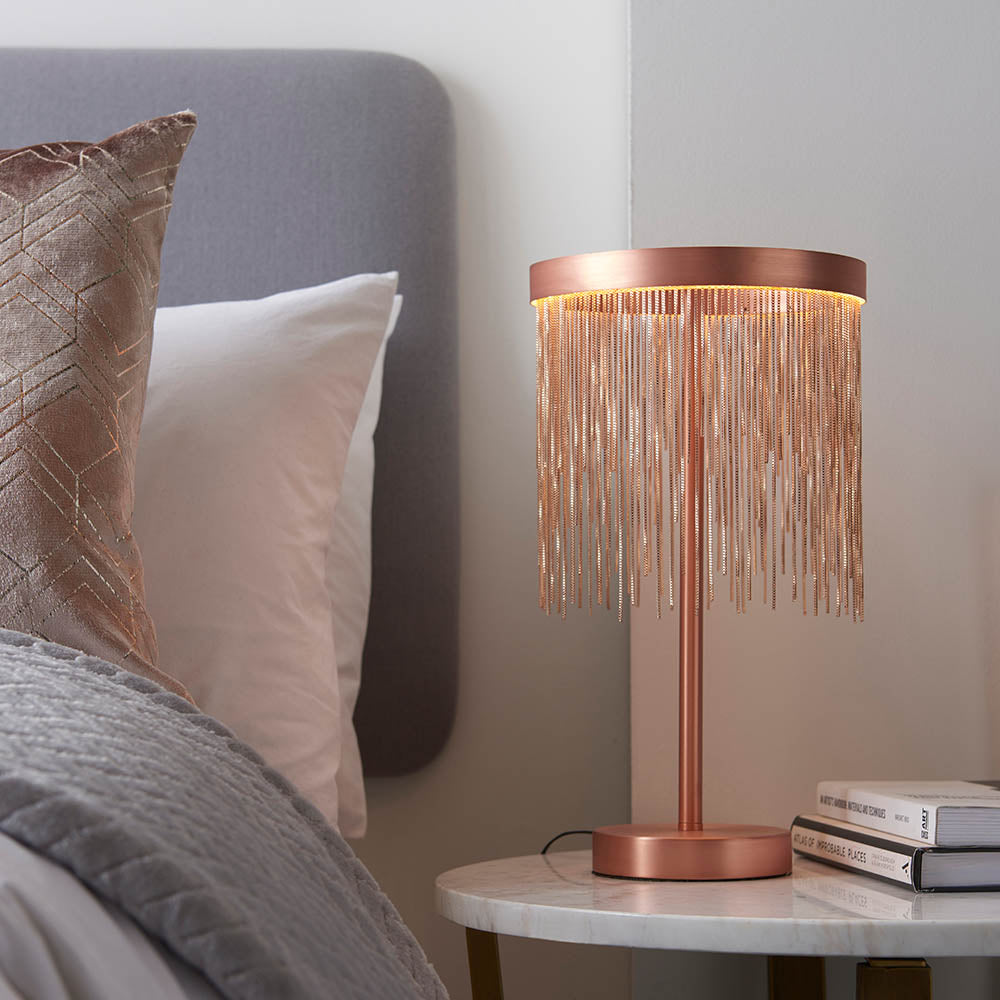 Endon Zelma Single Light Table Lamp -  Brushed Copper Plate & Copper