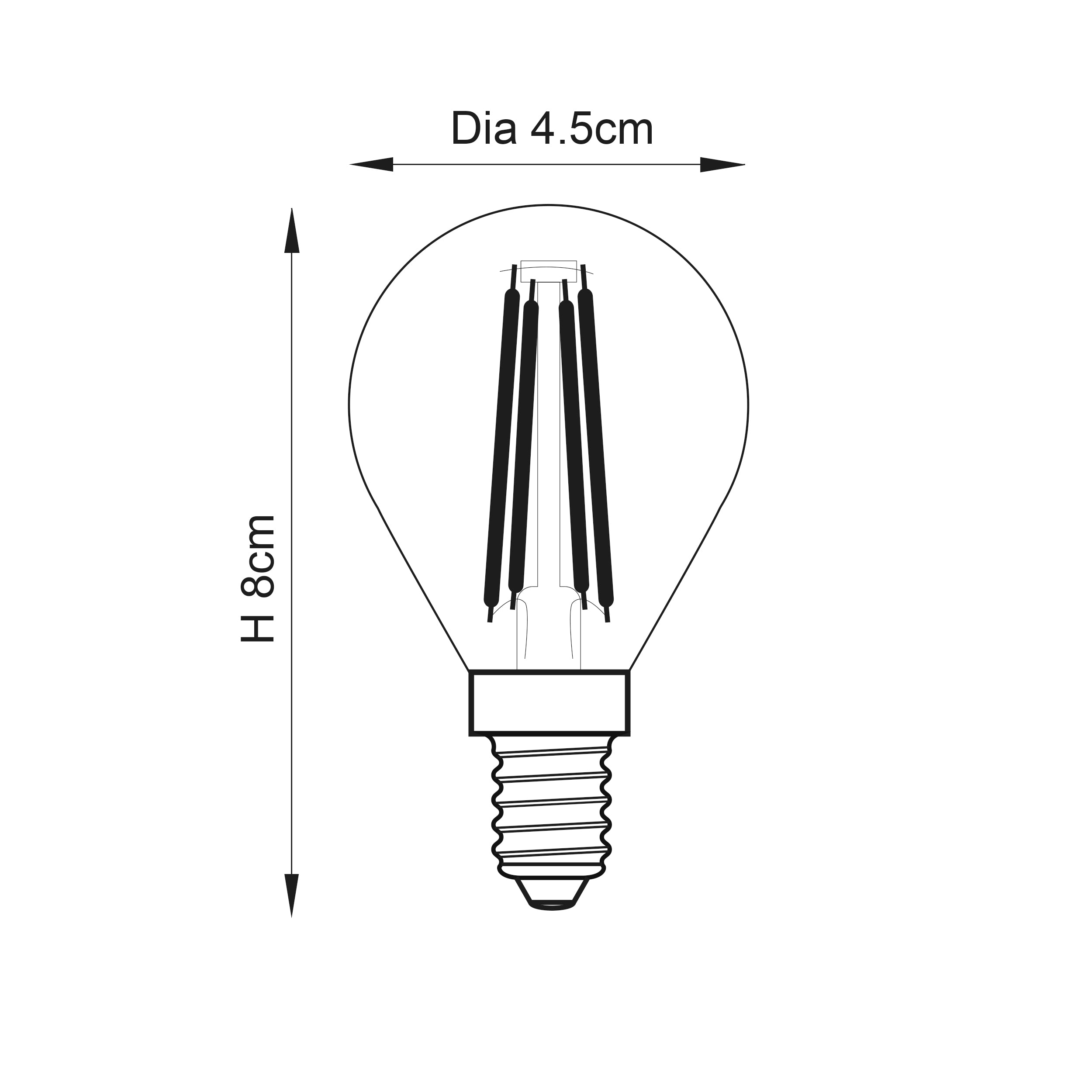 Endon E14 LED 4W Golf Bulb - 2700K - Dimmable - Clear Glass