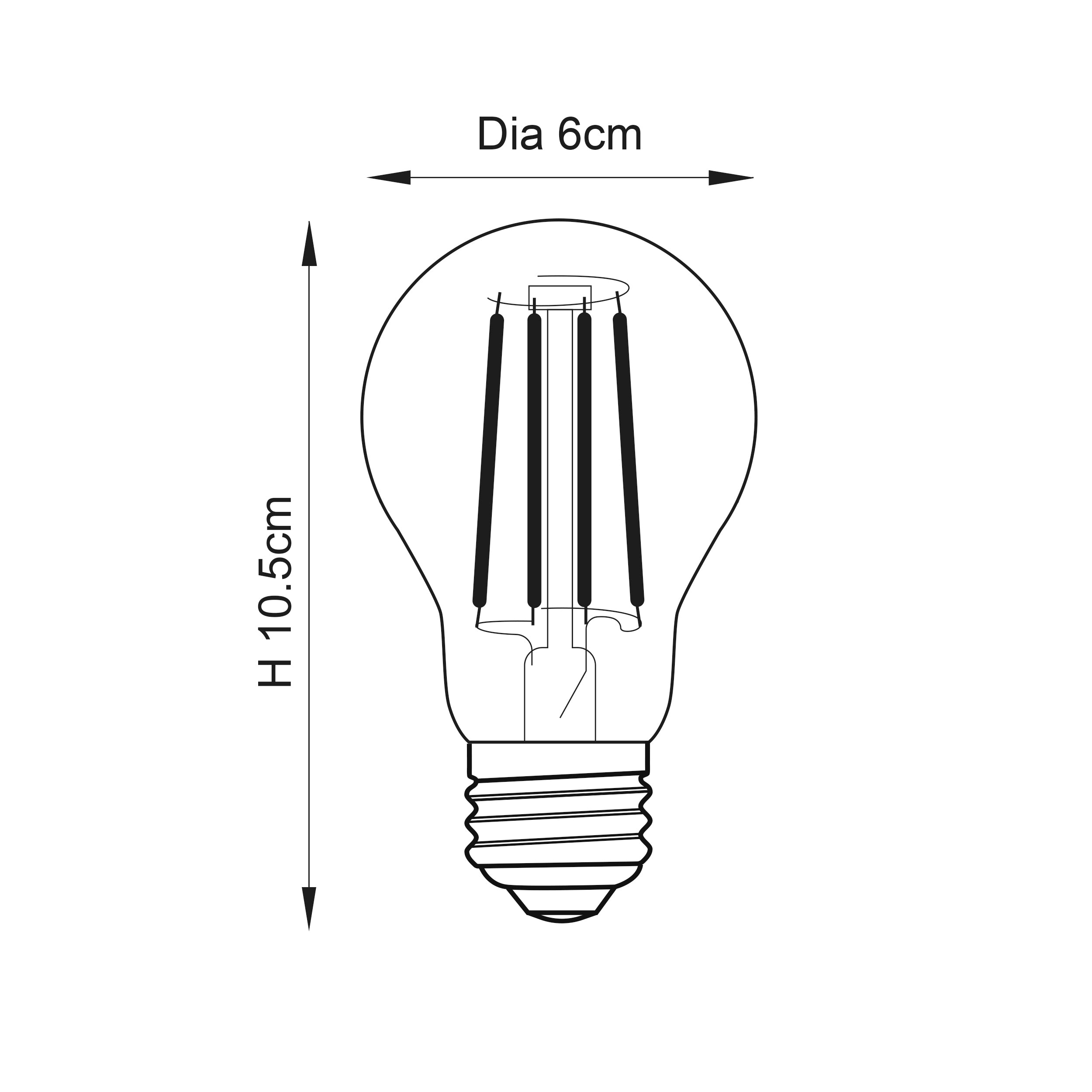 Endon E27 LED 6W Filament GLS Bulb - 2700K - Dimmable
