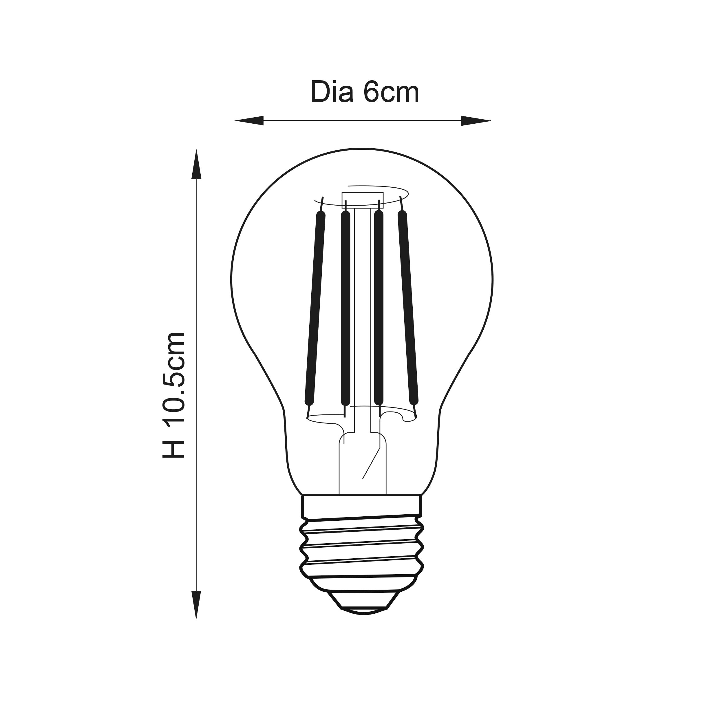 Endon E27 LED 6W GLS Bulb - 2500K - Dimmable - Amber Glass