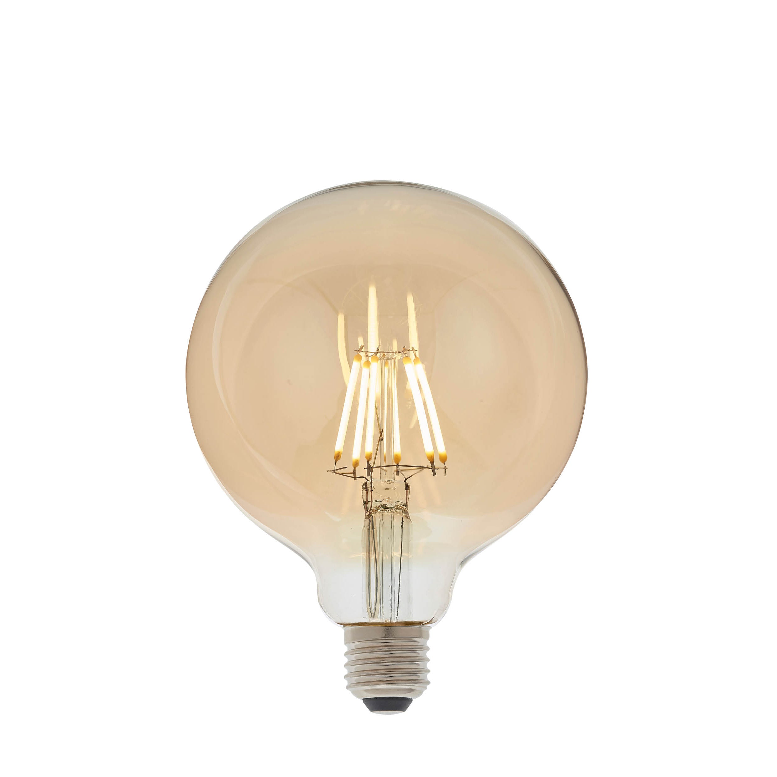 Endon E27 LED 6W 125mm Globe Bulb - 2500K - Dimmable - Amber Glass