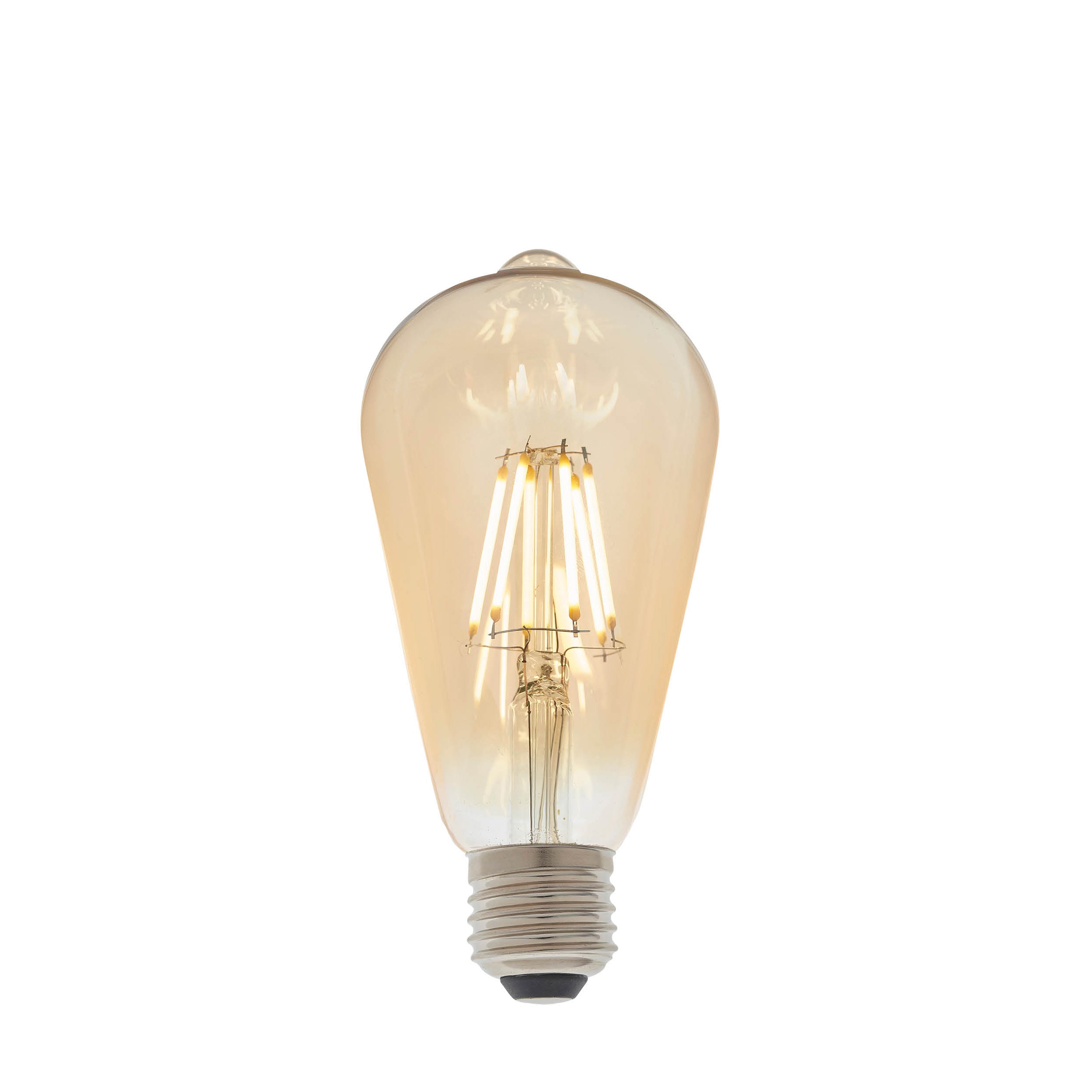 Endon E27 LED 6W Pear Shaped Bulb - 2500K - Dimmable - Amber Glass