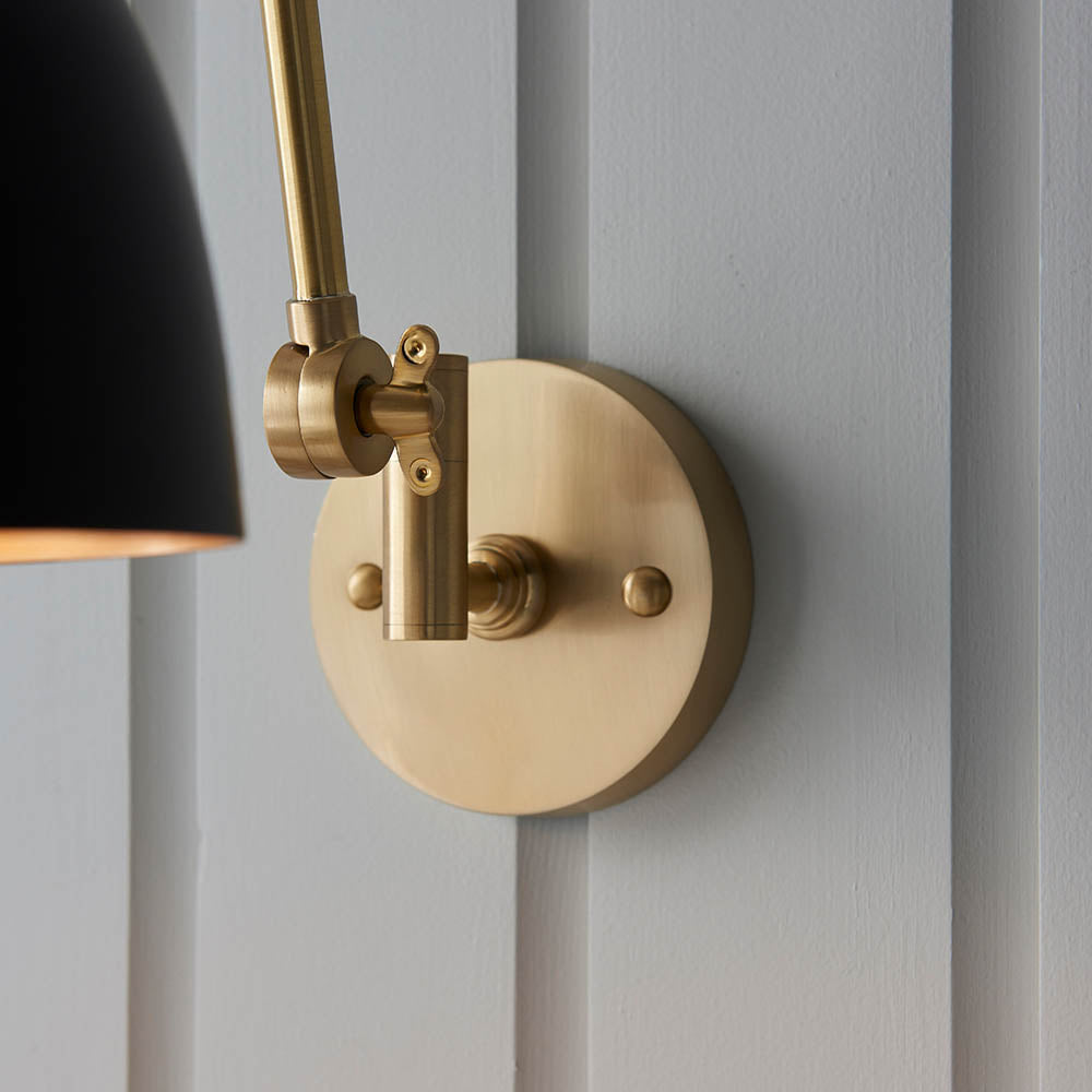 Endon Lehal Single Light Wall Light - Antique Solid Brass & Matt Black