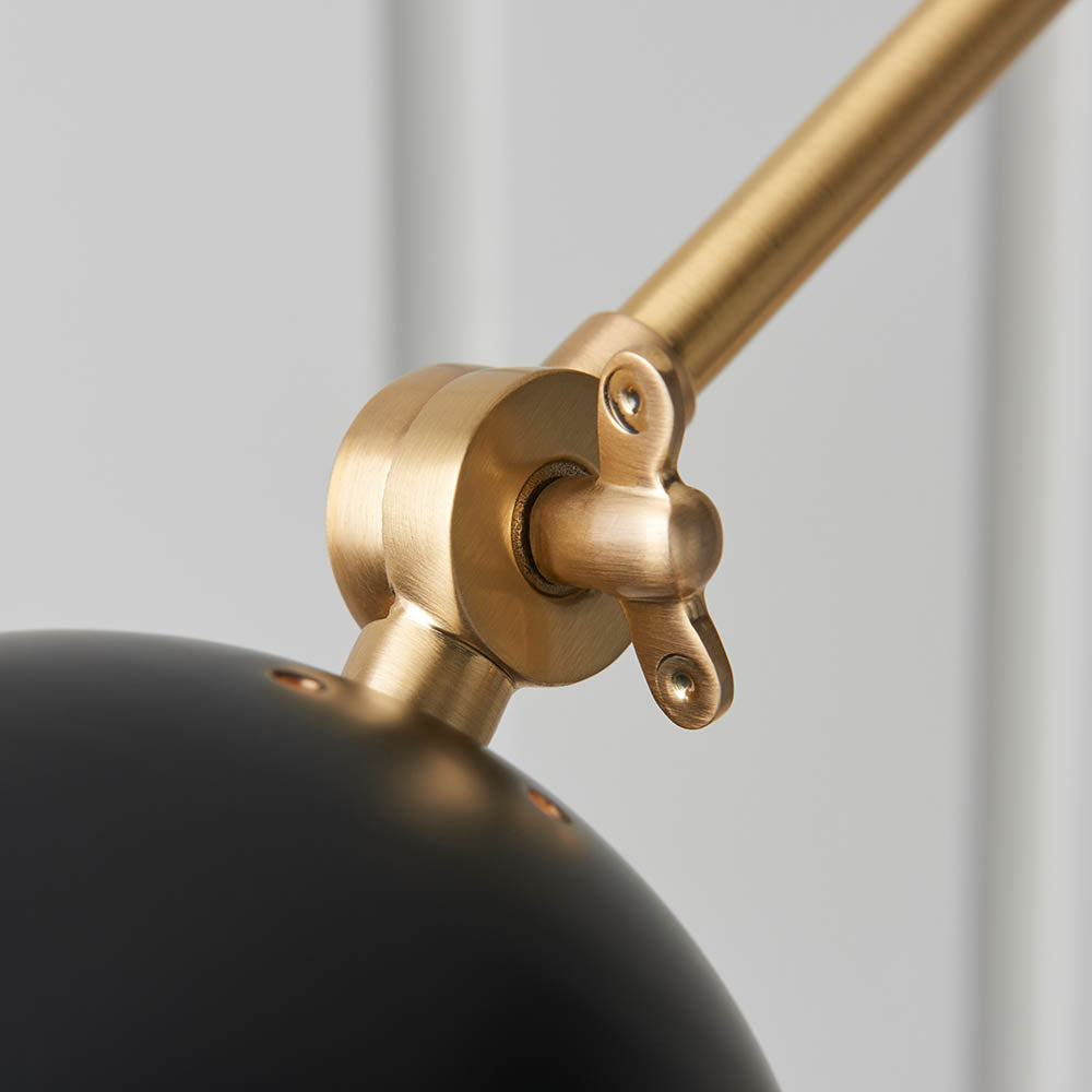 Endon Lehal Single Light Wall Light - Antique Solid Brass & Matt Black
