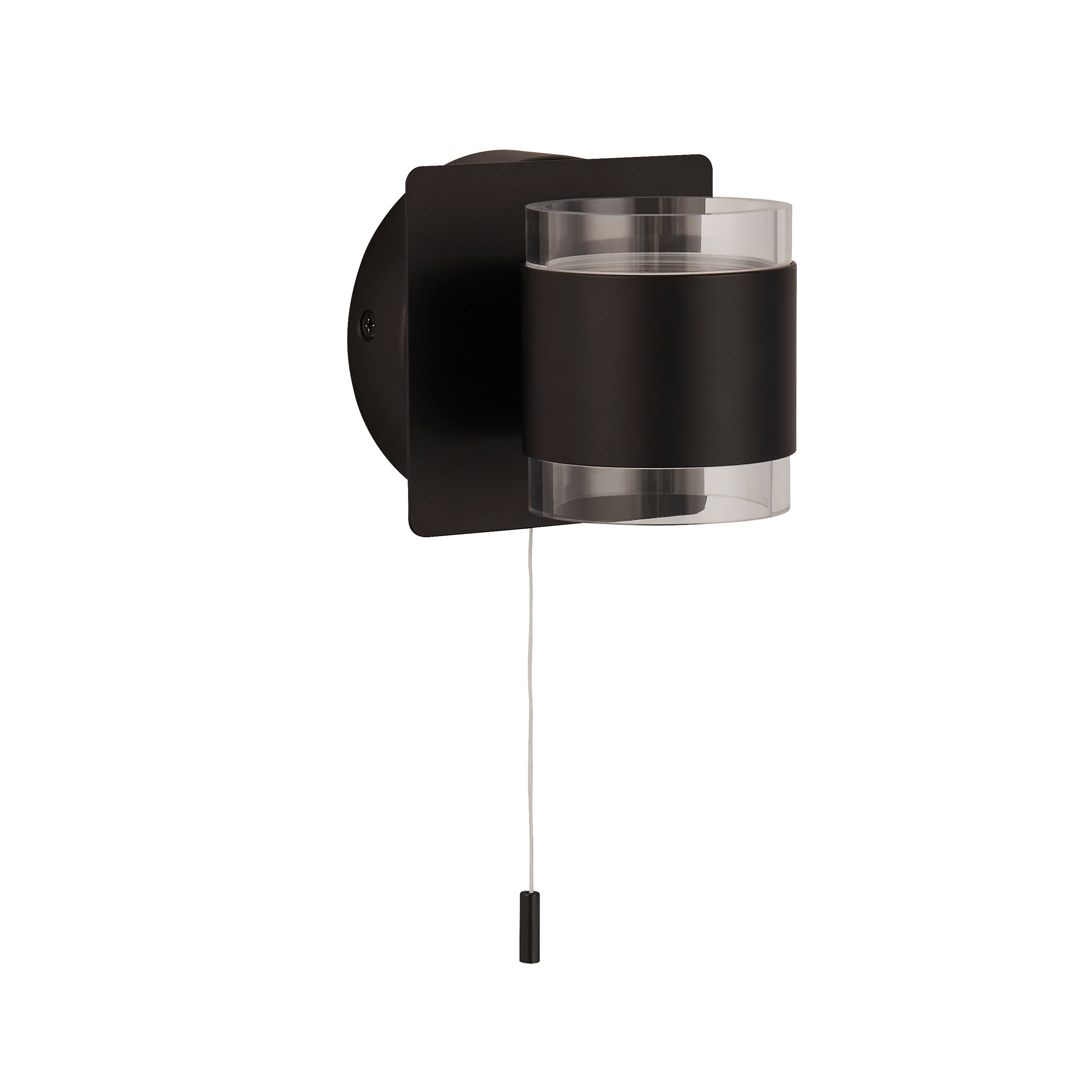 Searchlight Tatlock 2 Light Wall Light - Black & Clear Acrylic