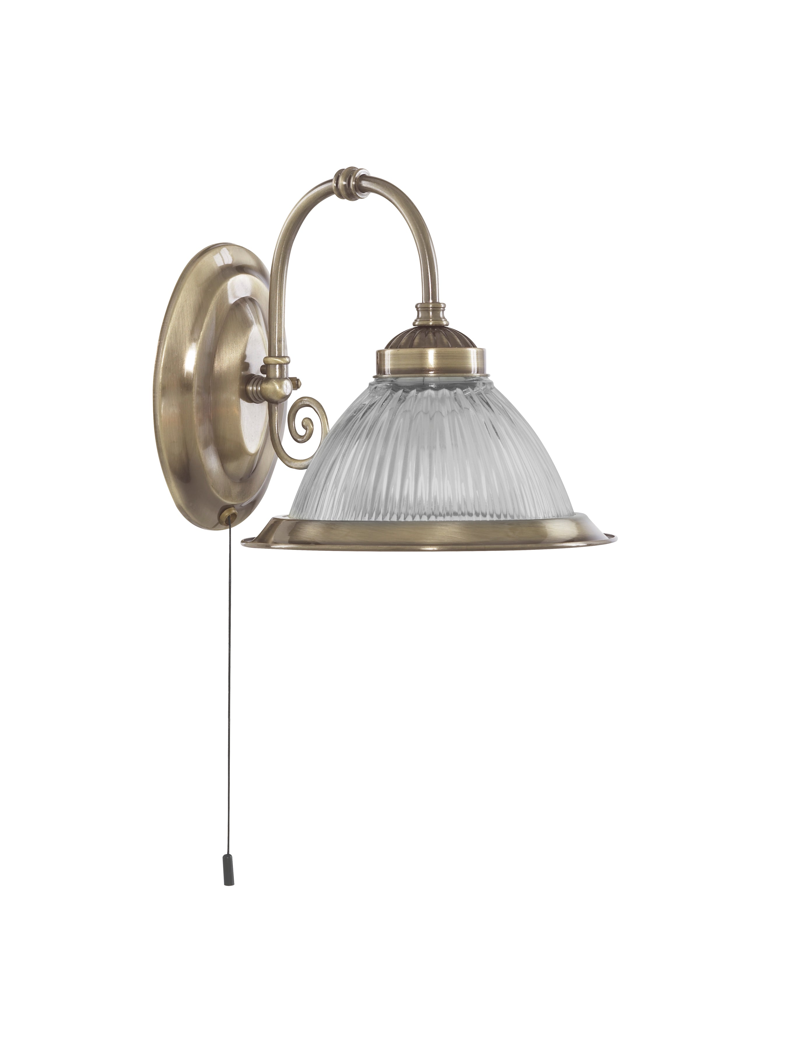 Searchlight Aintree Wall Light - Antique Brass & Clear Glass