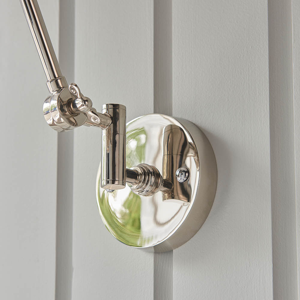 Endon Lehal Single Light Wall Light - Polished Nickel Plate & Matt Black