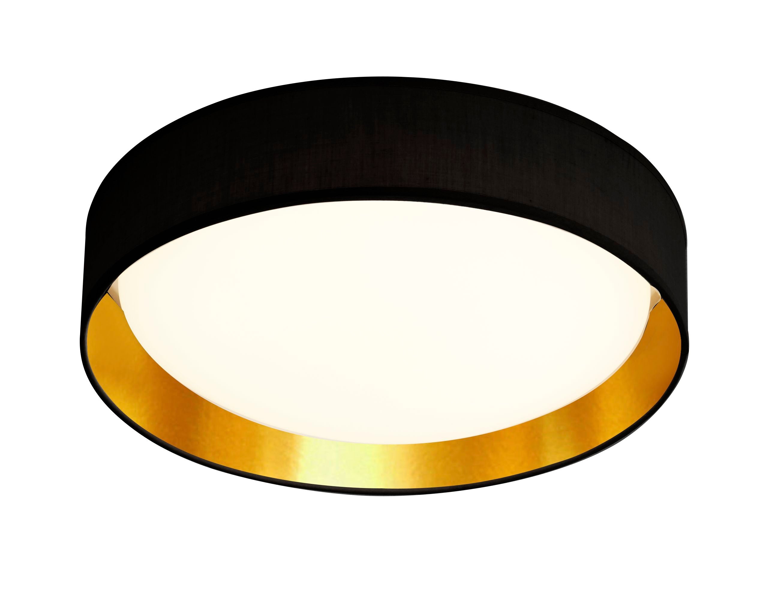 Searchlight Garson LED Flush Ceiling Light - Black/Gold Shade & Acrylic Diffuser