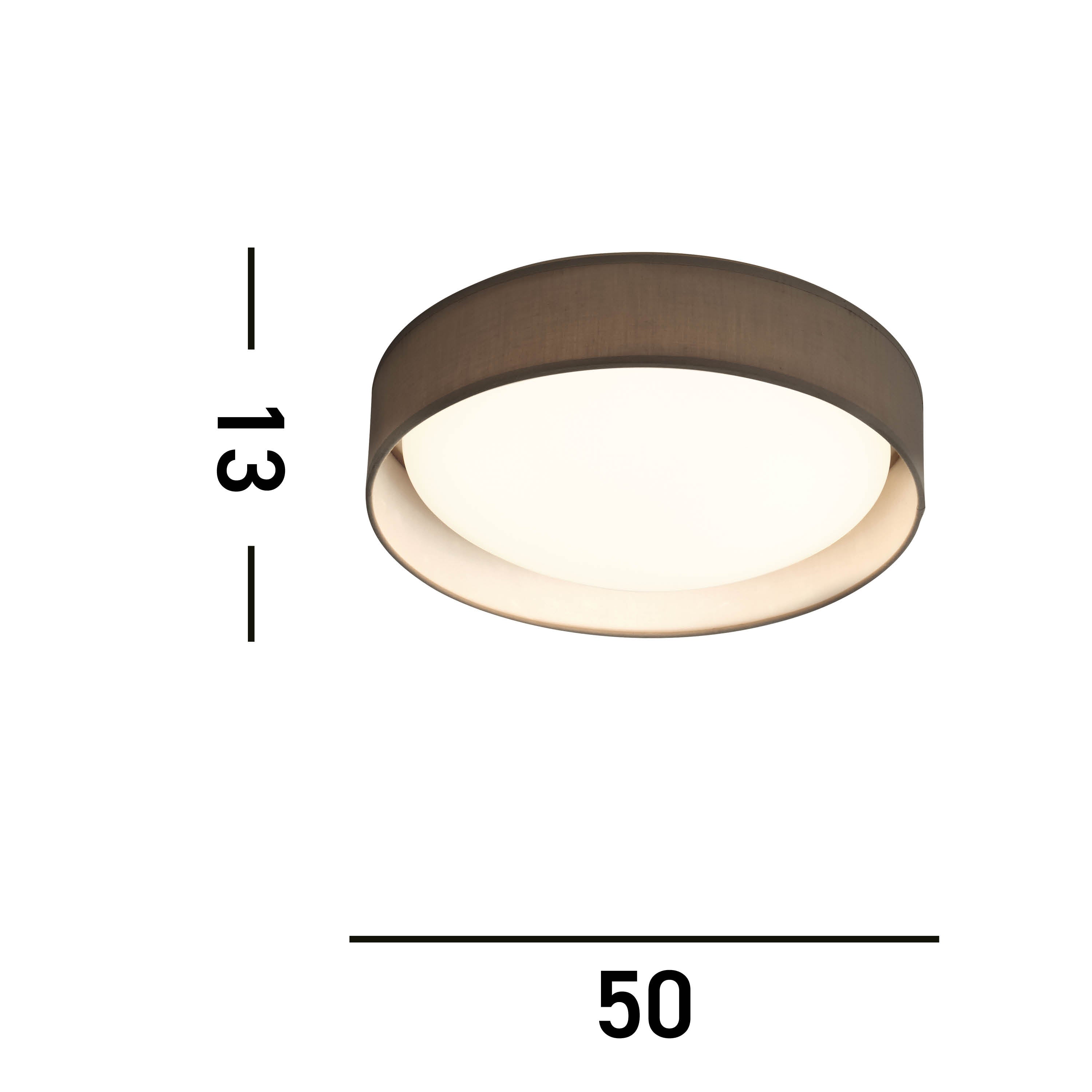 Searchlight Garson LED Flush Ceiling Light Large - Acrylic & Grey Fabric Shade