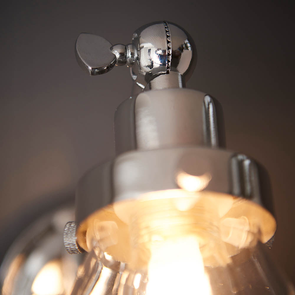 Endon Faraday Single Light Wall - Chrome Plate & Clear Glass