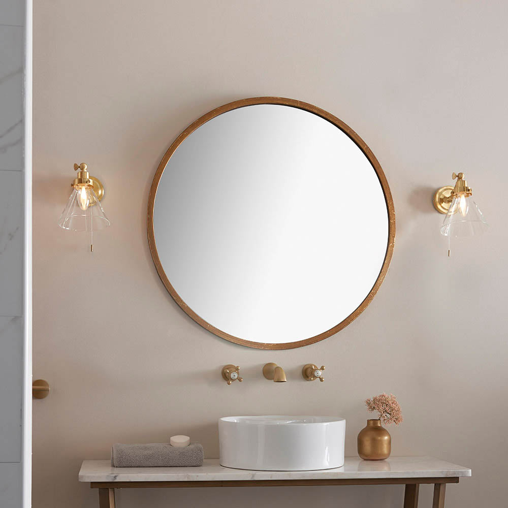 Endon Faraday Single Light Wall - Satin Brass Plate & Clear Glass