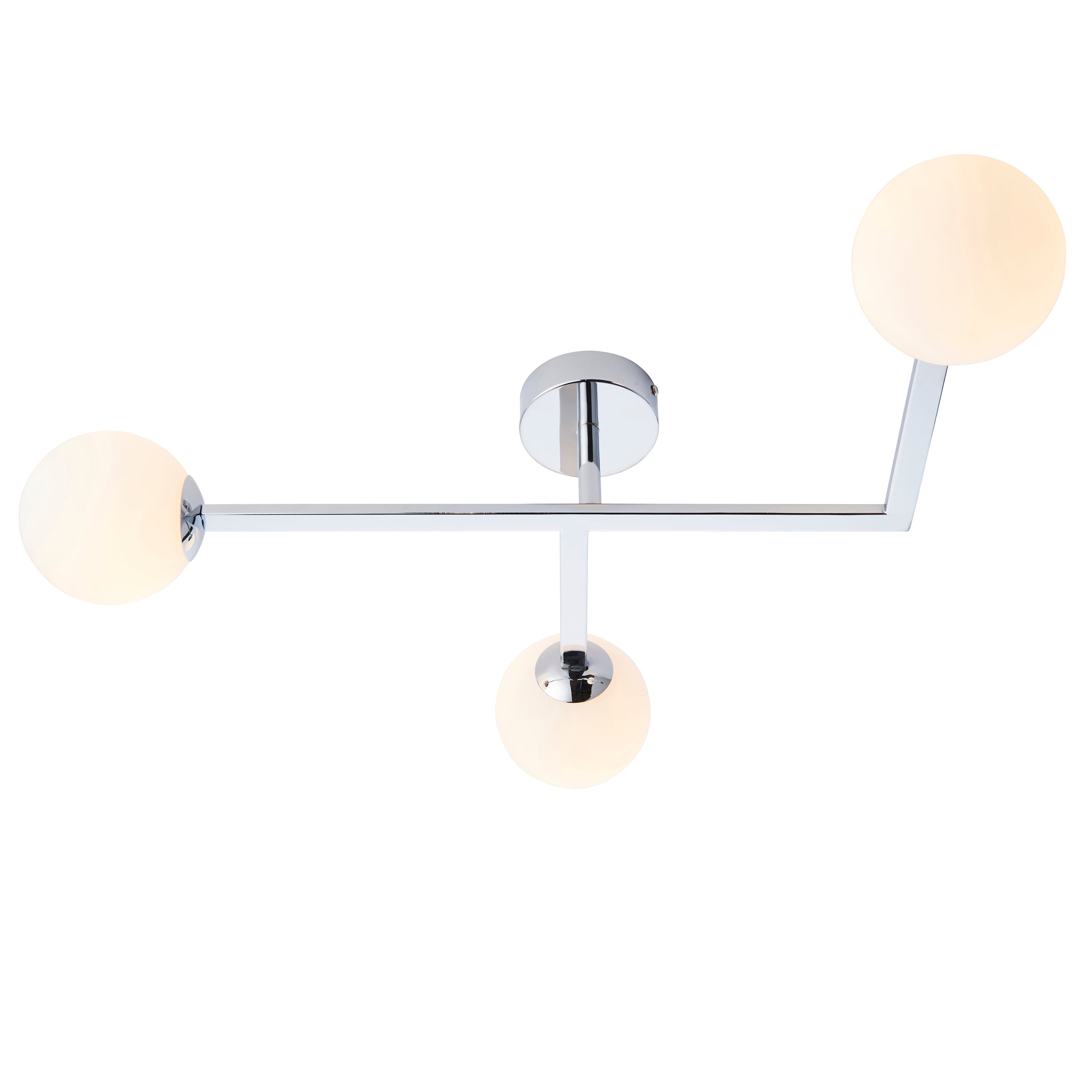 Endon Linear Metal Semi Flush Fitting - Chrome With White Globe