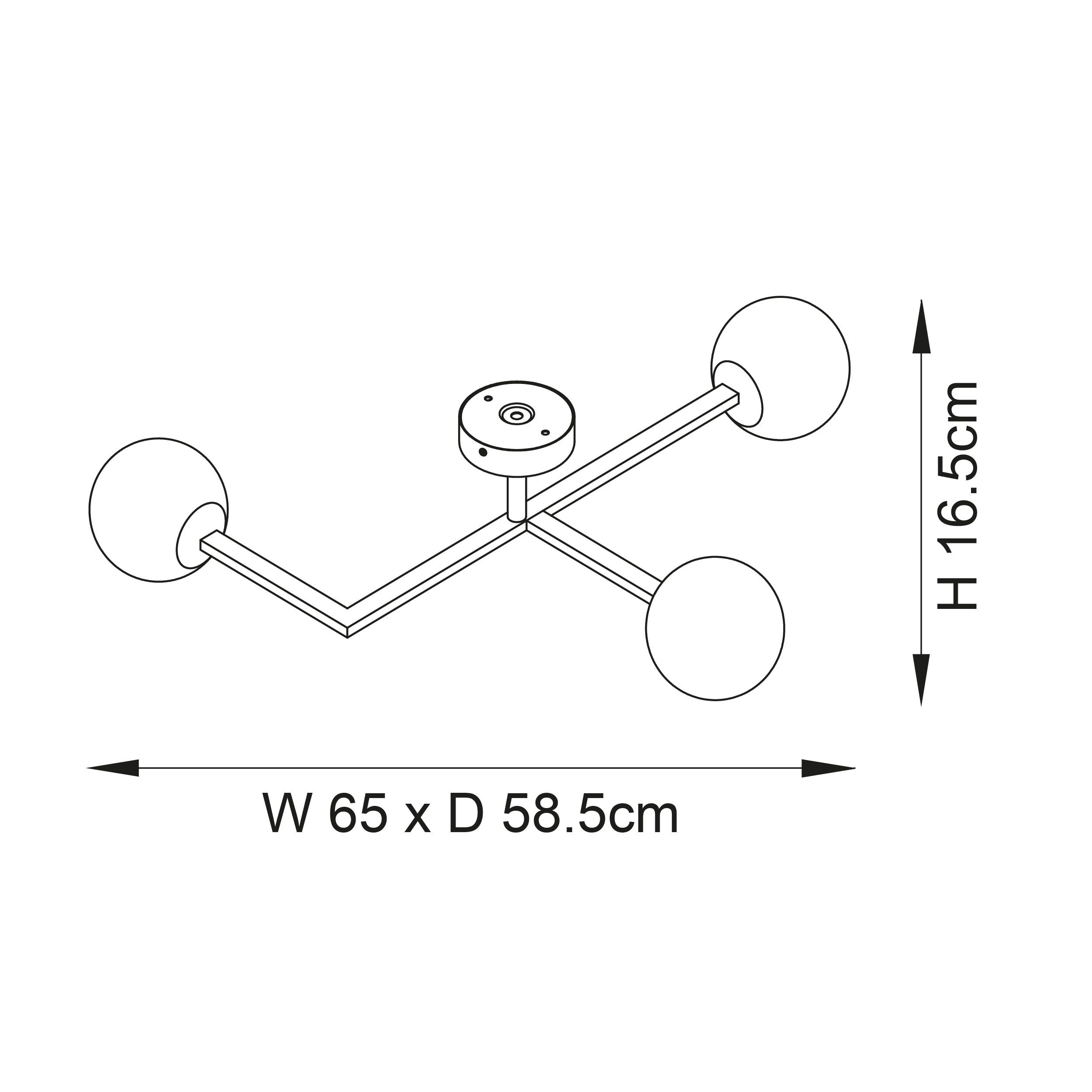 Endon Linear Metal Semi Flush Fitting - Chrome With White Globe