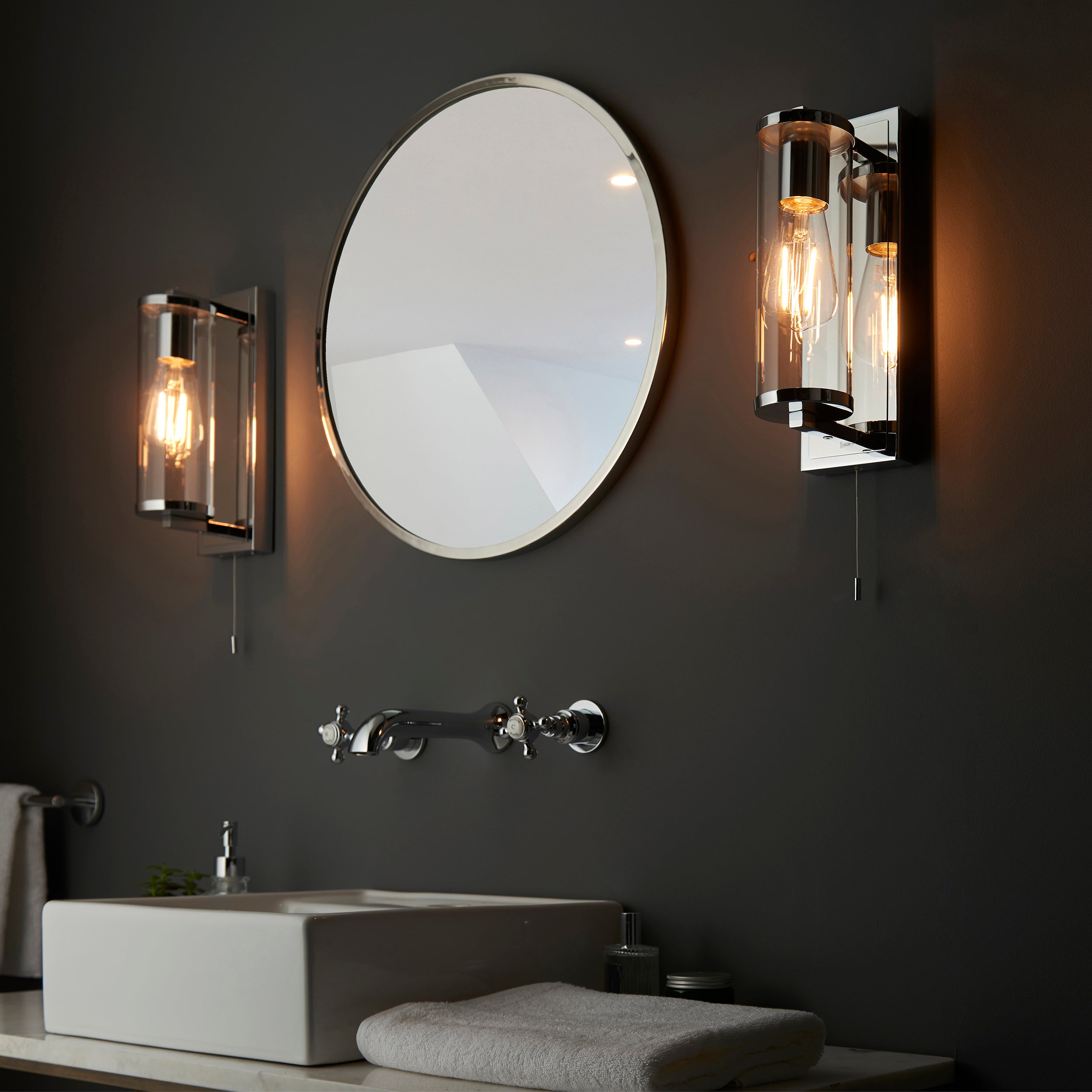 Endon Tube Wall Light - IP44 - Chrome