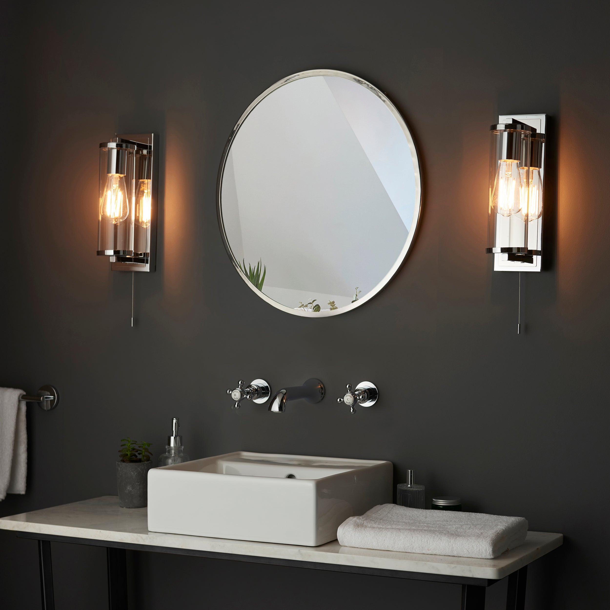 Endon Tube Wall Light - IP44 - Chrome