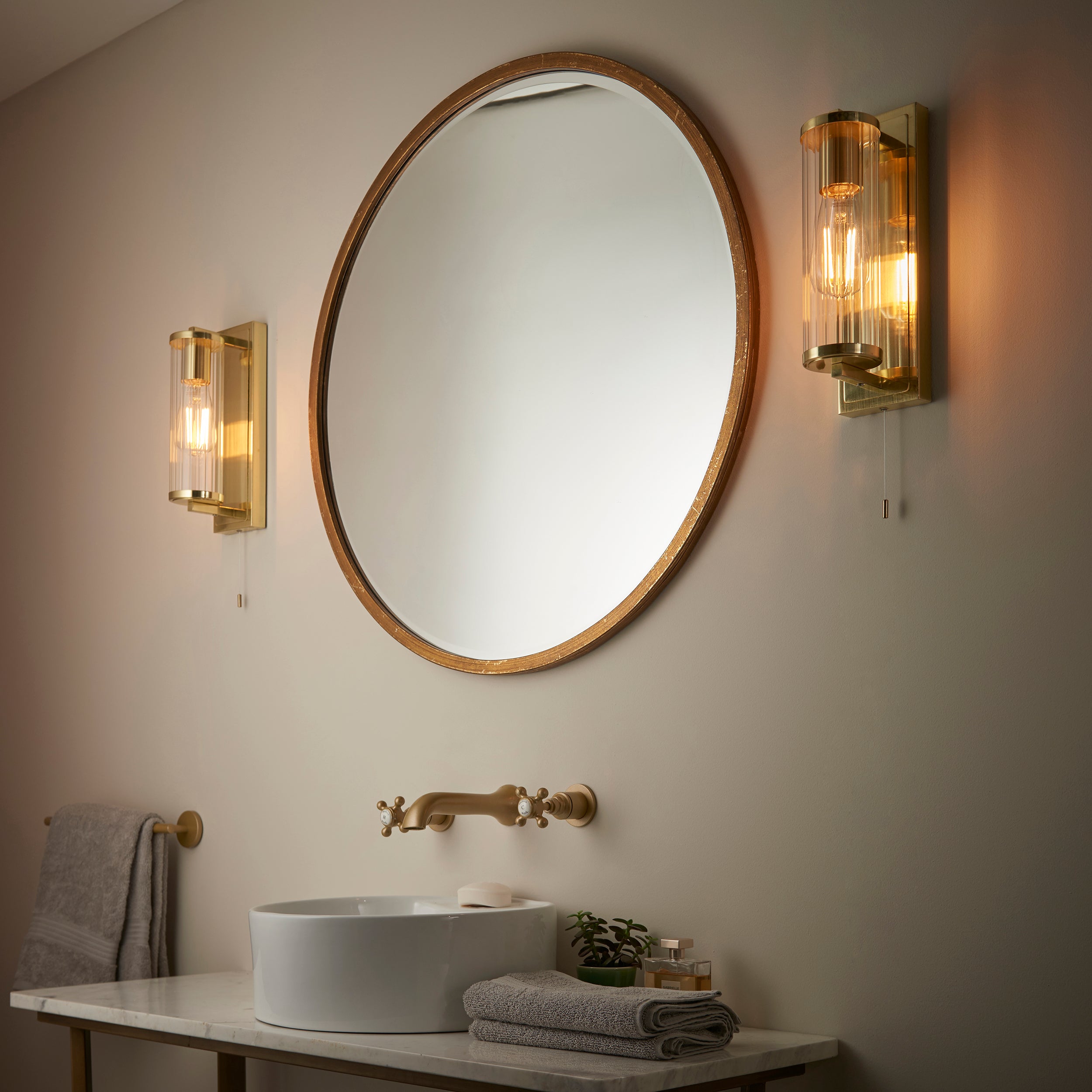 Endon Tube Wall Light - IP44 - Brushed Gold