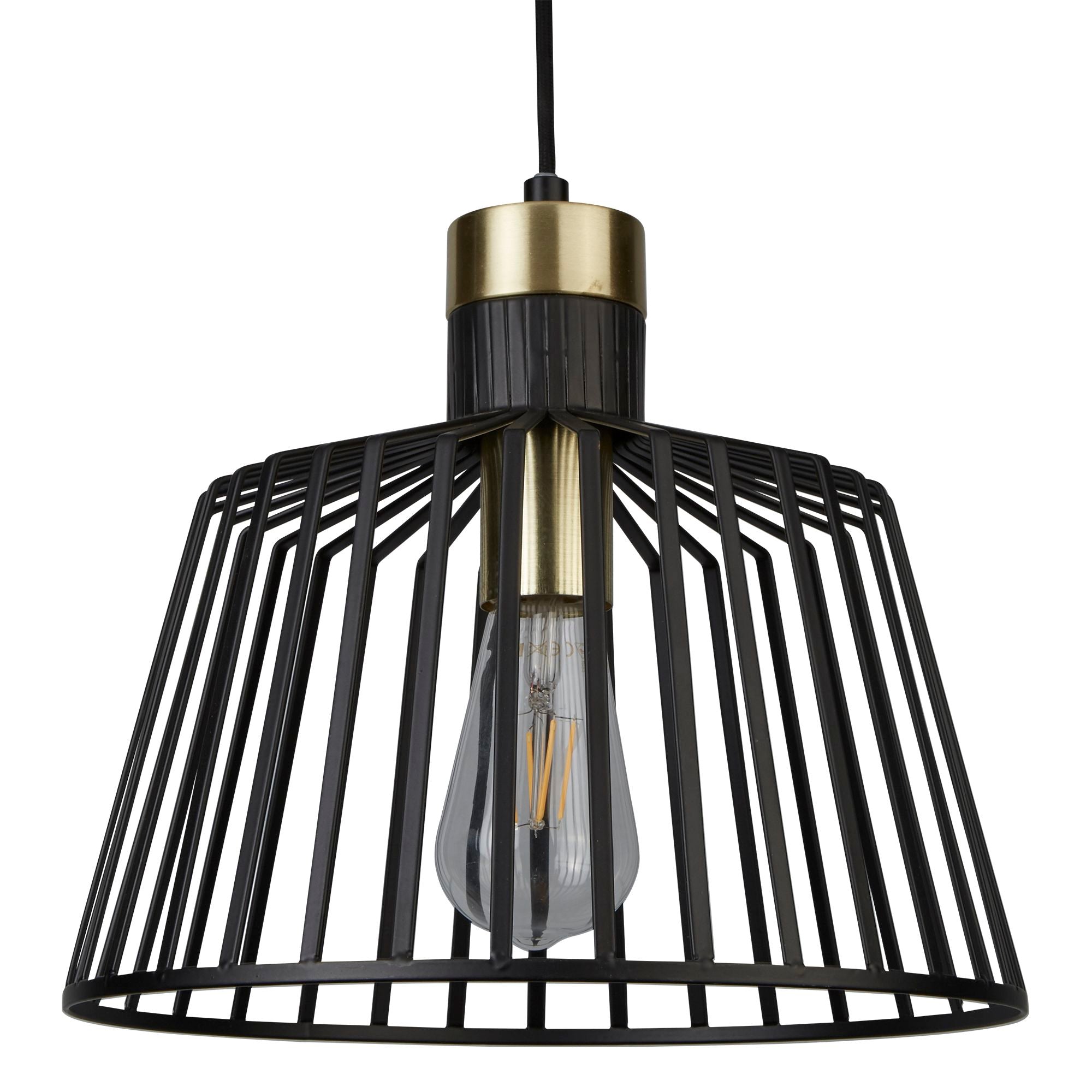 Searchlight Bedford Small Ceiling Pendant - Black & Satin Brass