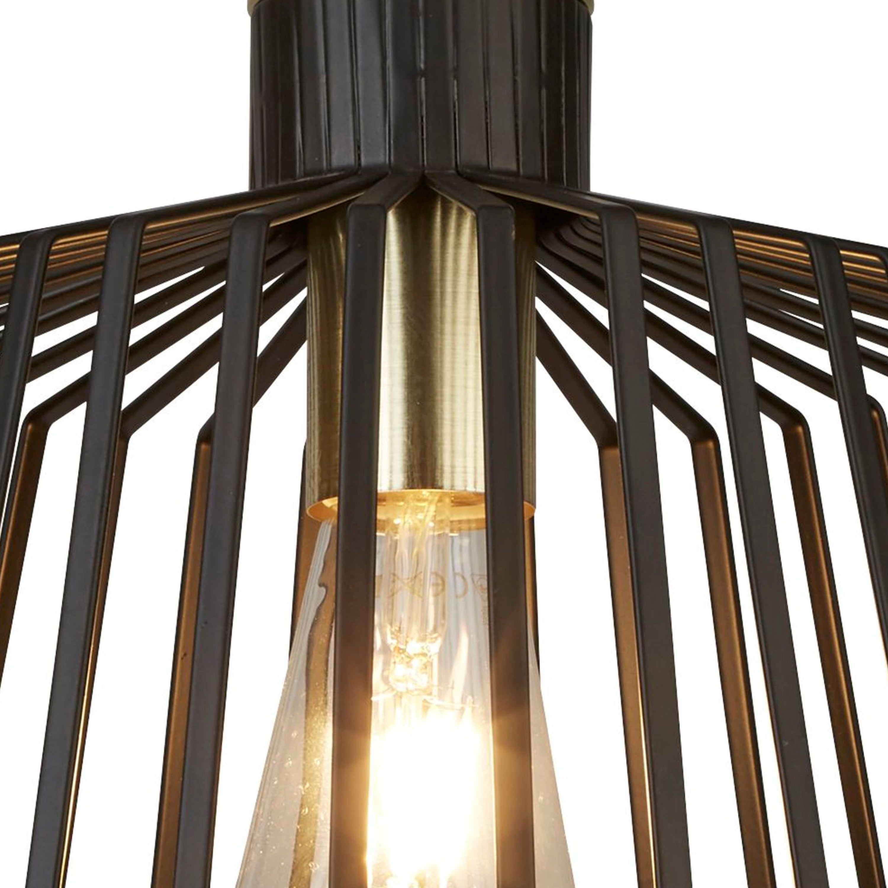 Searchlight Bedford Small Ceiling Pendant - Black & Satin Brass