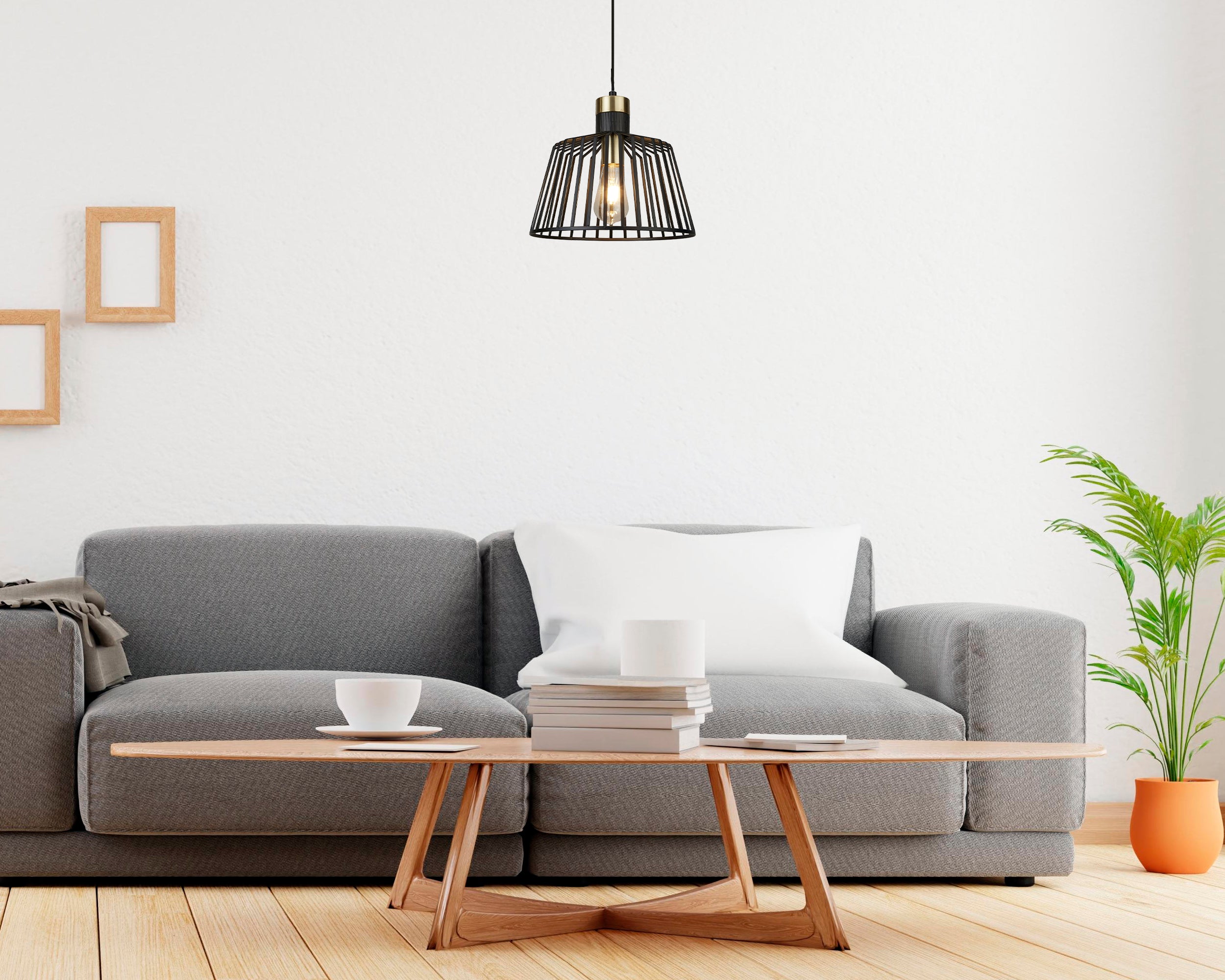 Searchlight Bedford Small Ceiling Pendant - Black & Satin Brass