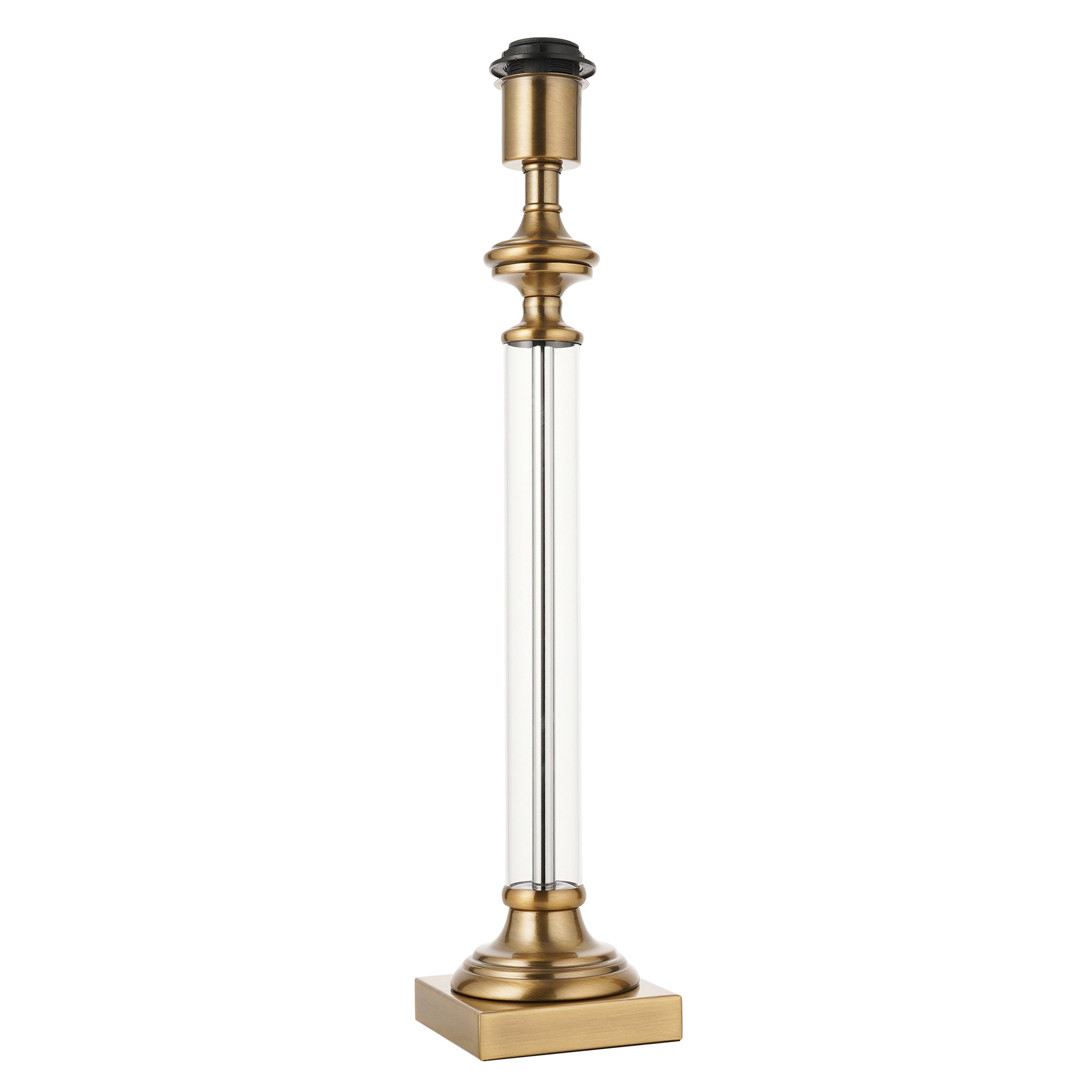 Endon Avebury Single Light Table Lamp Base - Antique Brass & Clear Glass - Base Only