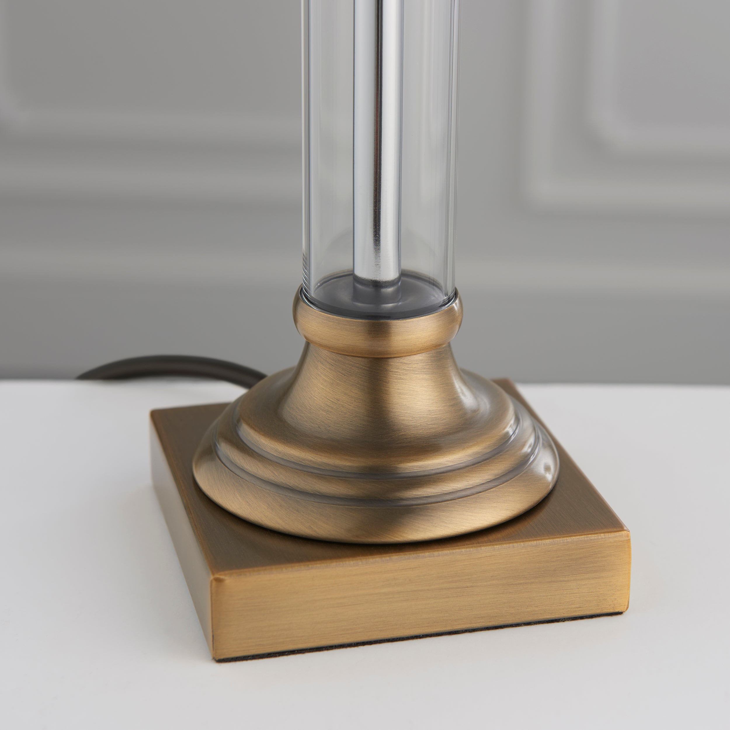Endon Avebury Single Light Table Lamp Base - Antique Brass & Clear Glass - Base Only