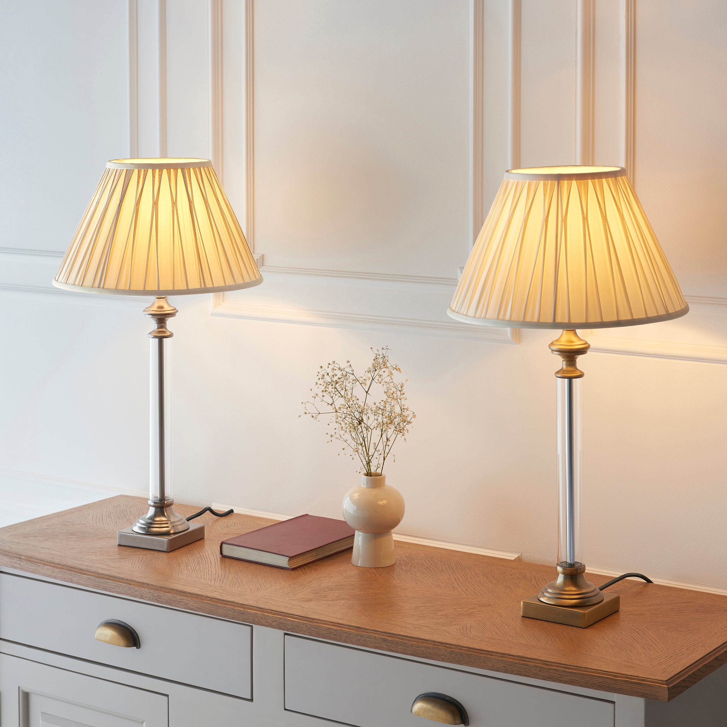Endon Avebury Single Light Table Lamp Base - Antique Brass & Clear Glass - Base Only