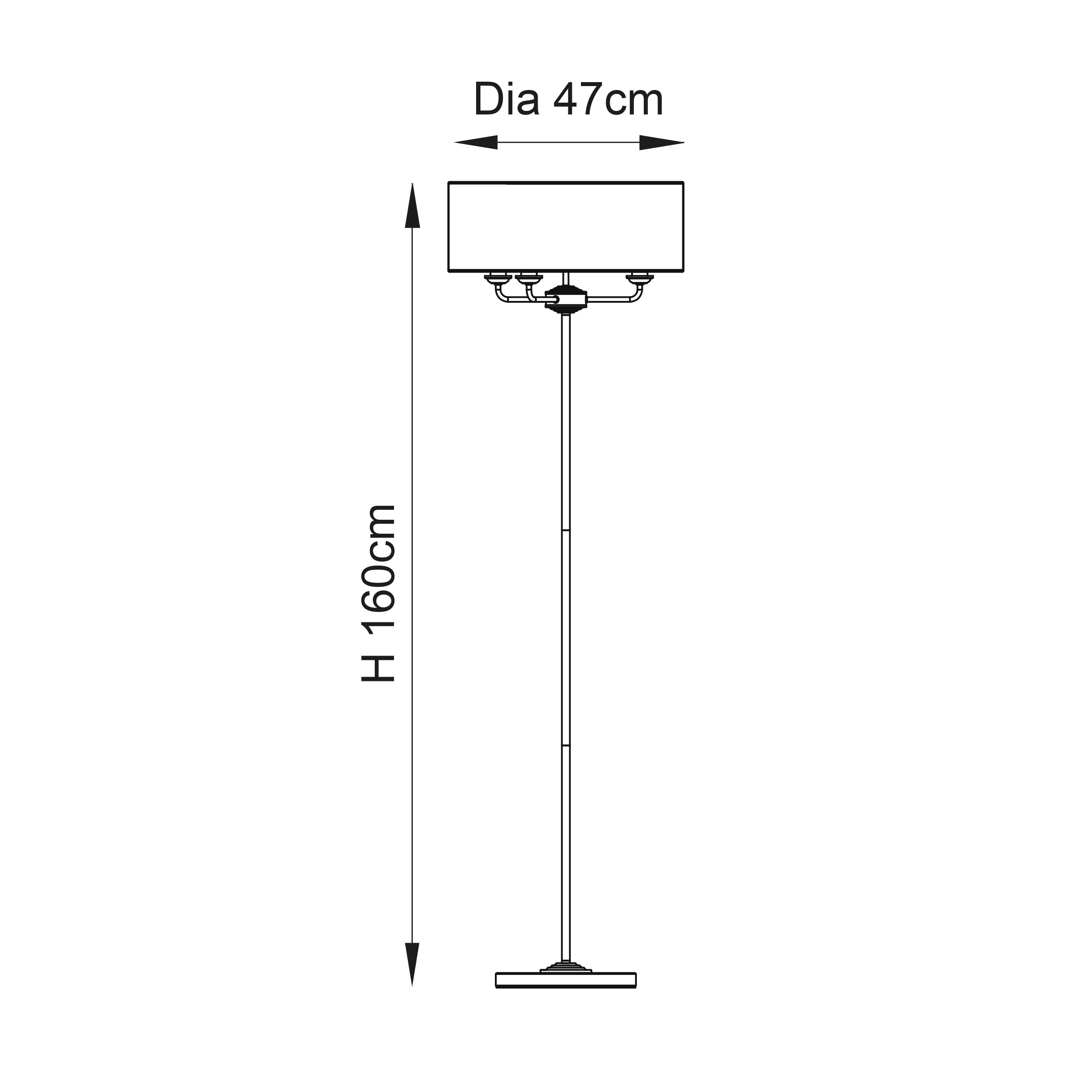 Endon Highclere 3 Light Floor Lamp - Brushed Chrome Plate & Neutral Linen