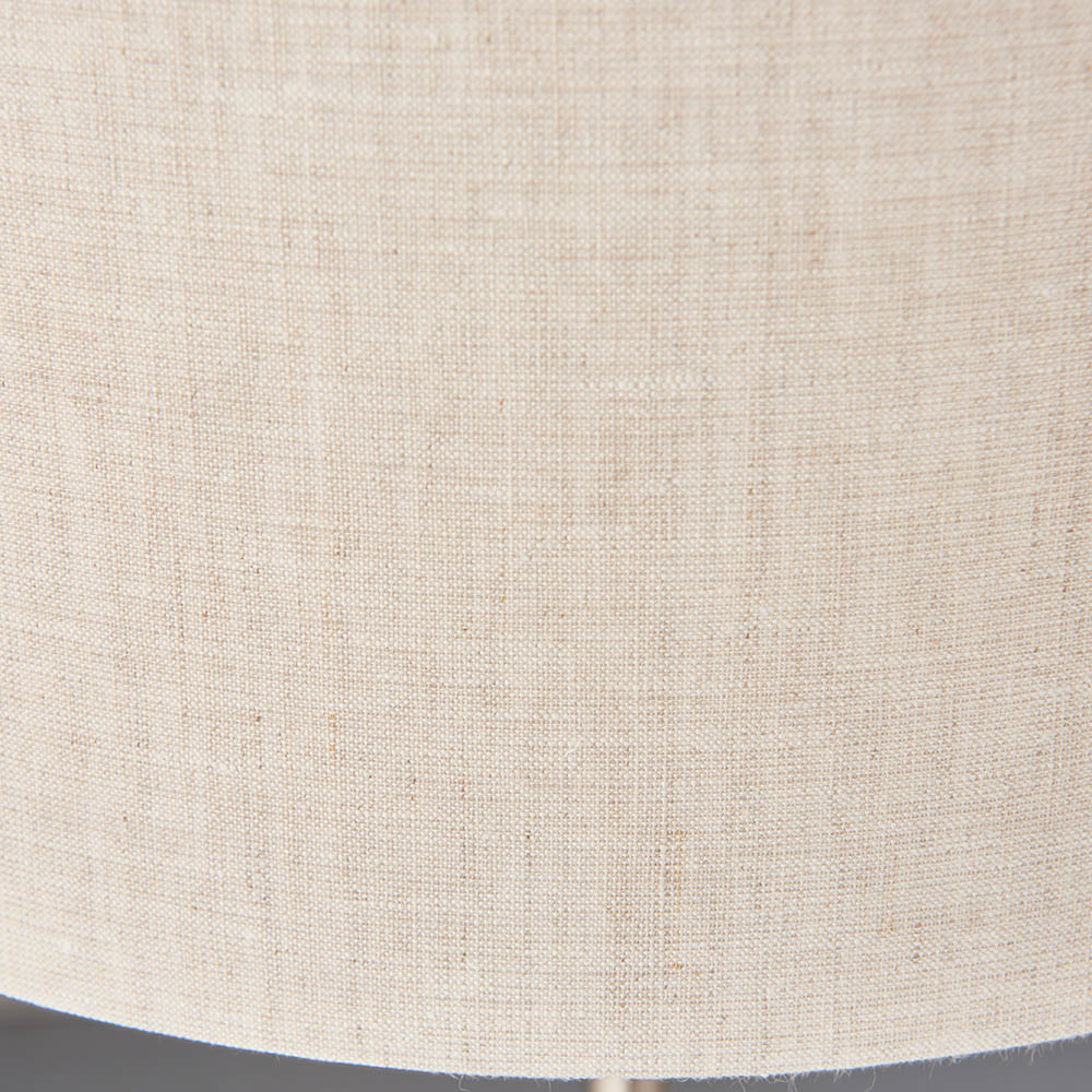 Endon Highclere 3 Light Table Lamp - Brushed Chrome Plate & Neutral Linen
