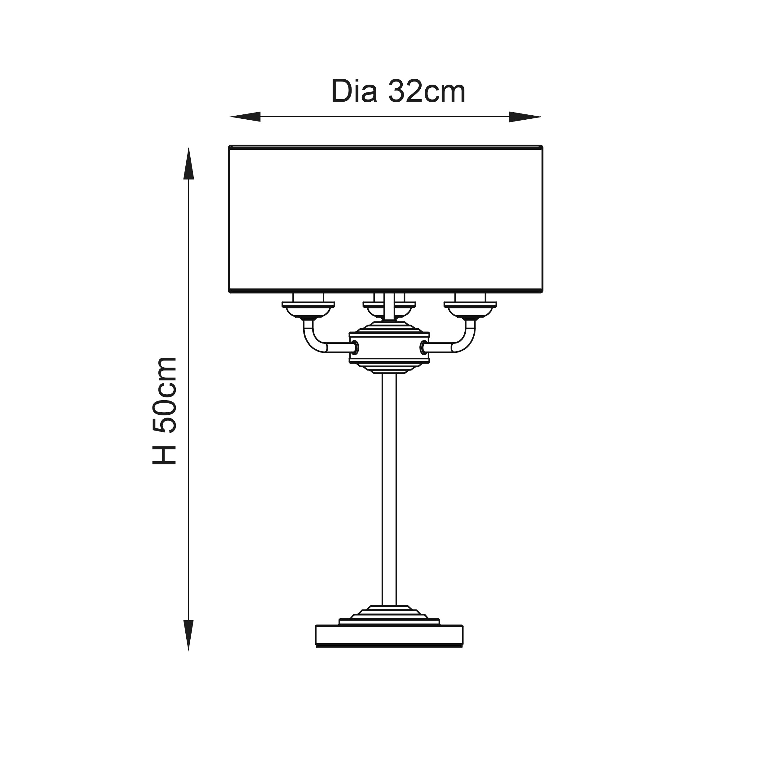 Endon Highclere 3 Light Table Lamp - Brushed Chrome Plate & Neutral Linen