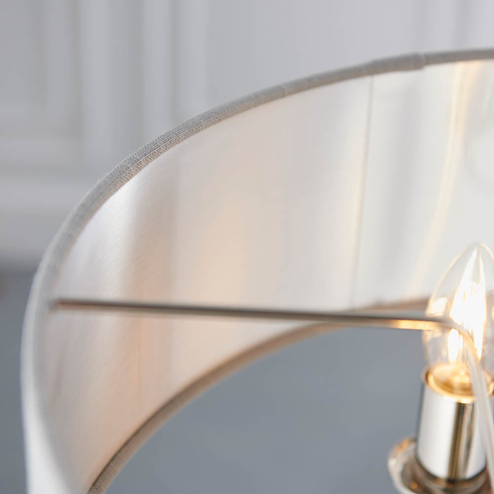 Endon Highclere 3 Light Pendant - Bright Nickel Plate & Charcoal Fabric