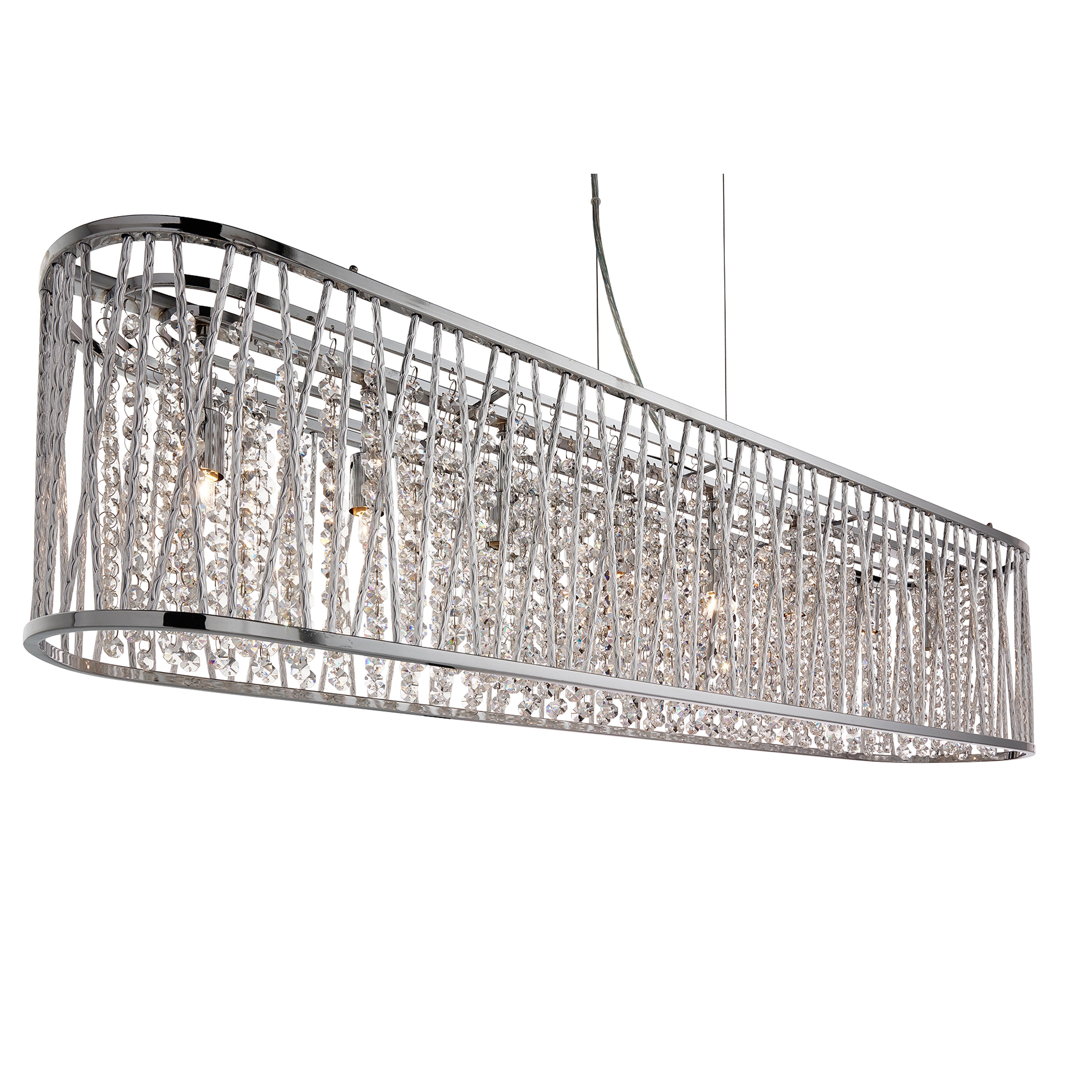 Searchlight Edgeware 8 Light Bar Pendant - Chrome, Clear Crystal & Aluminium Trim