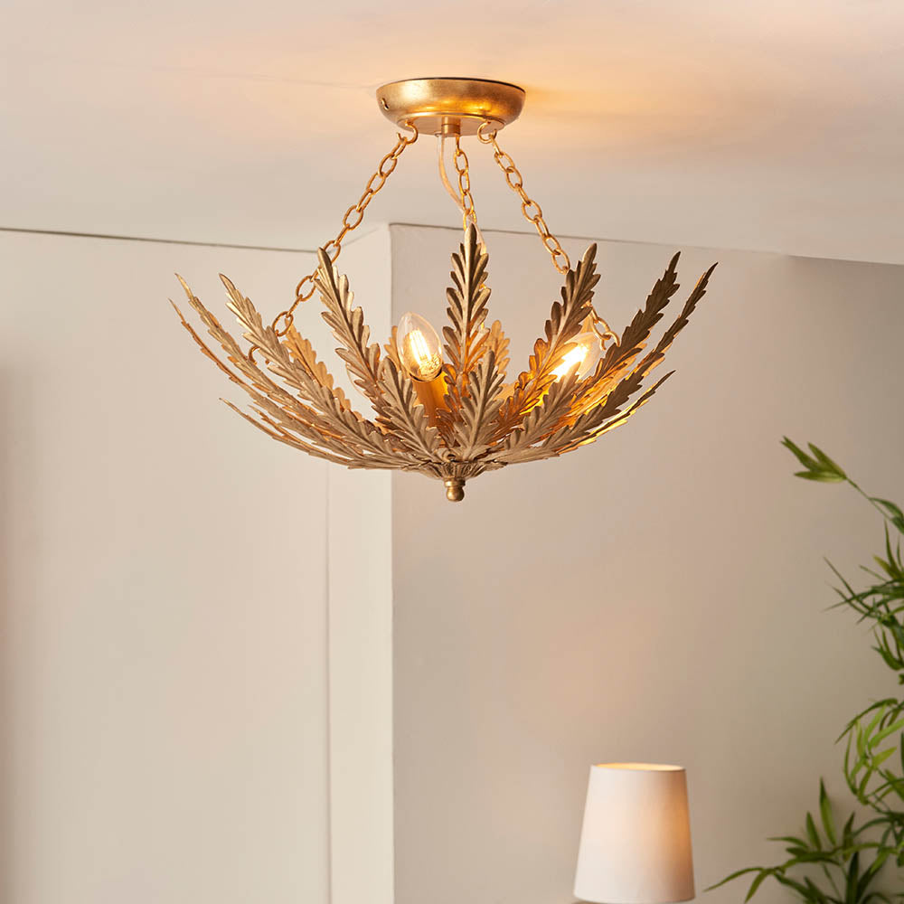 Endon Delphine 3 Light Flush -  Gold Leaf
