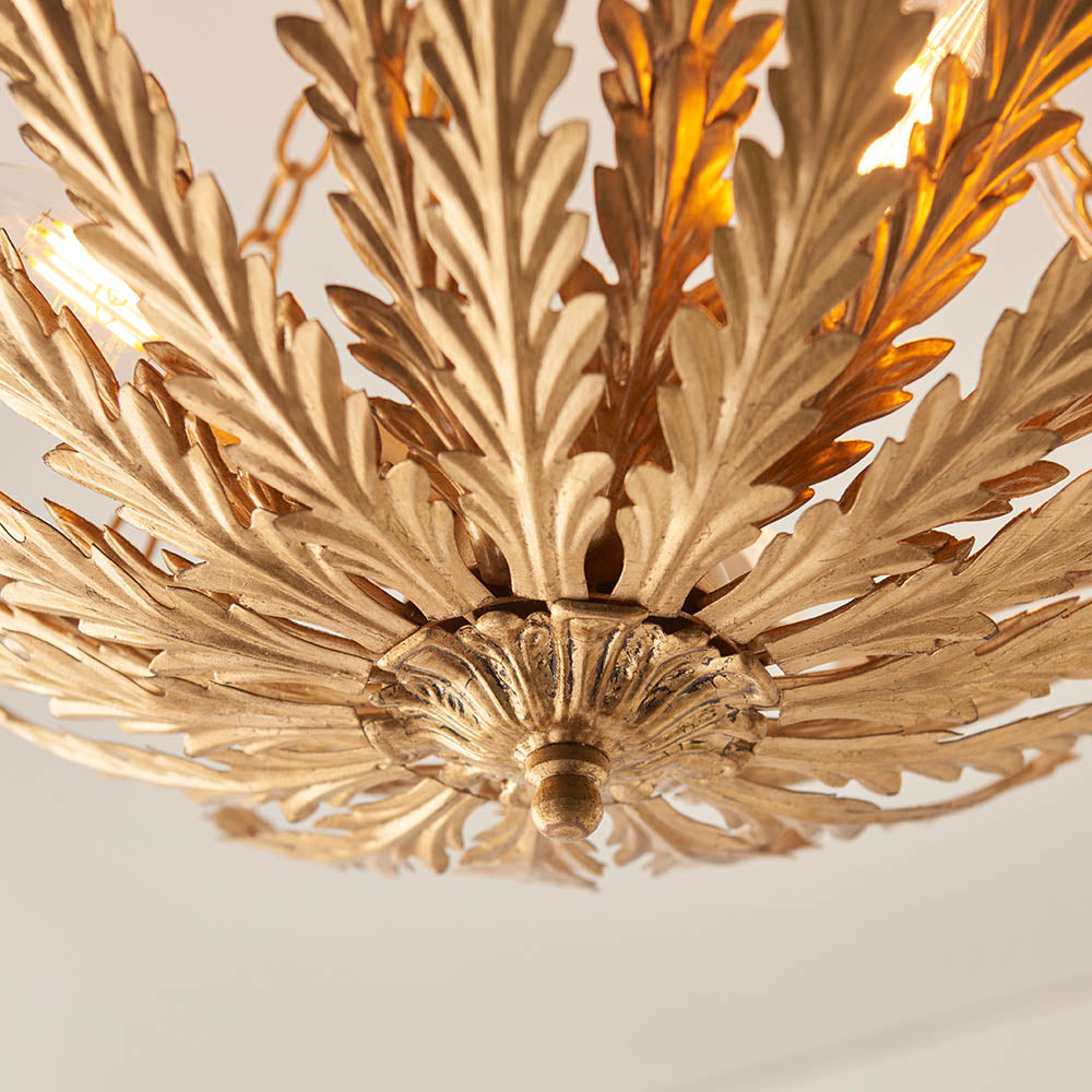 Endon Delphine 3 Light Flush -  Gold Leaf