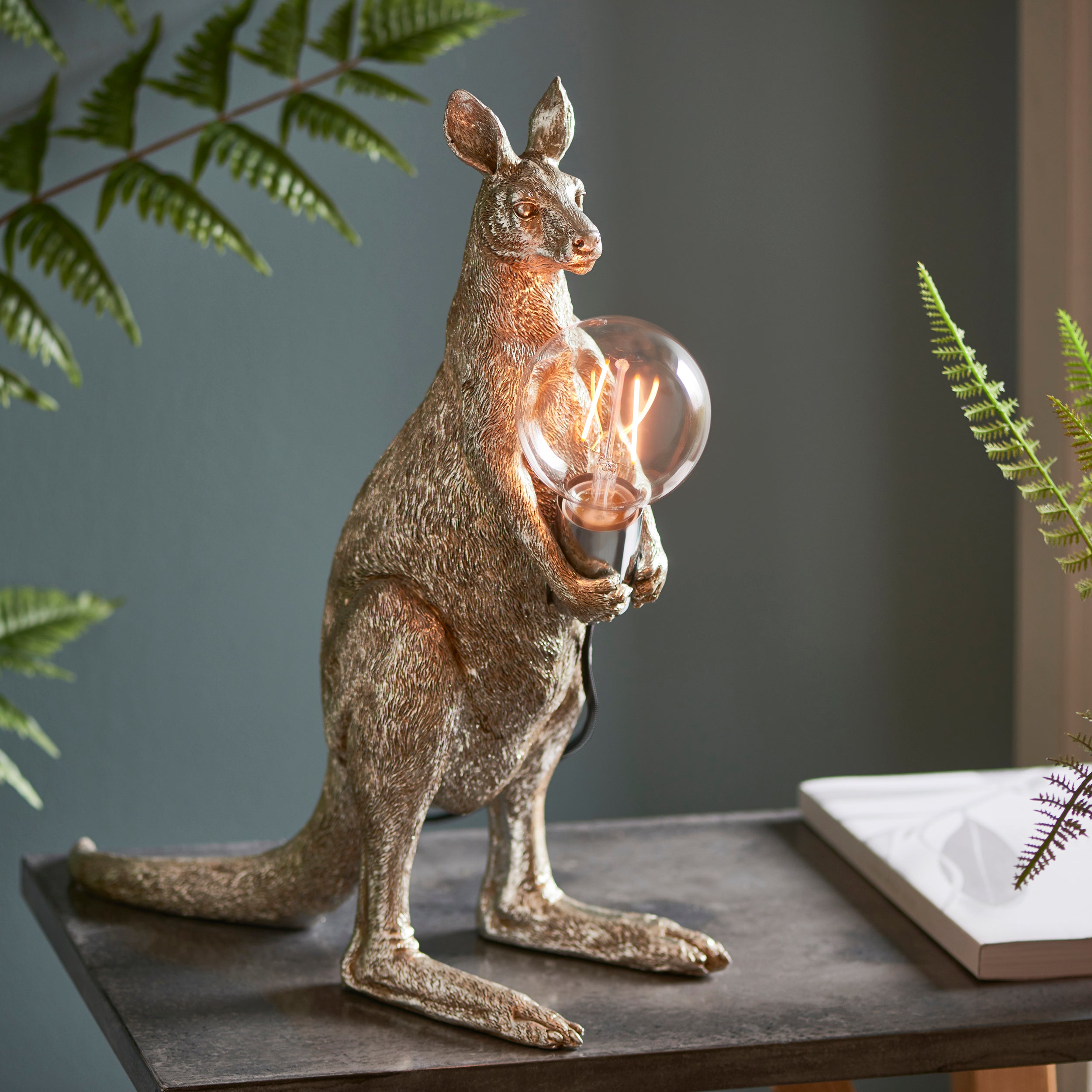 Endon Skippy The Kangaroo Table Lamp - Vintage Silver