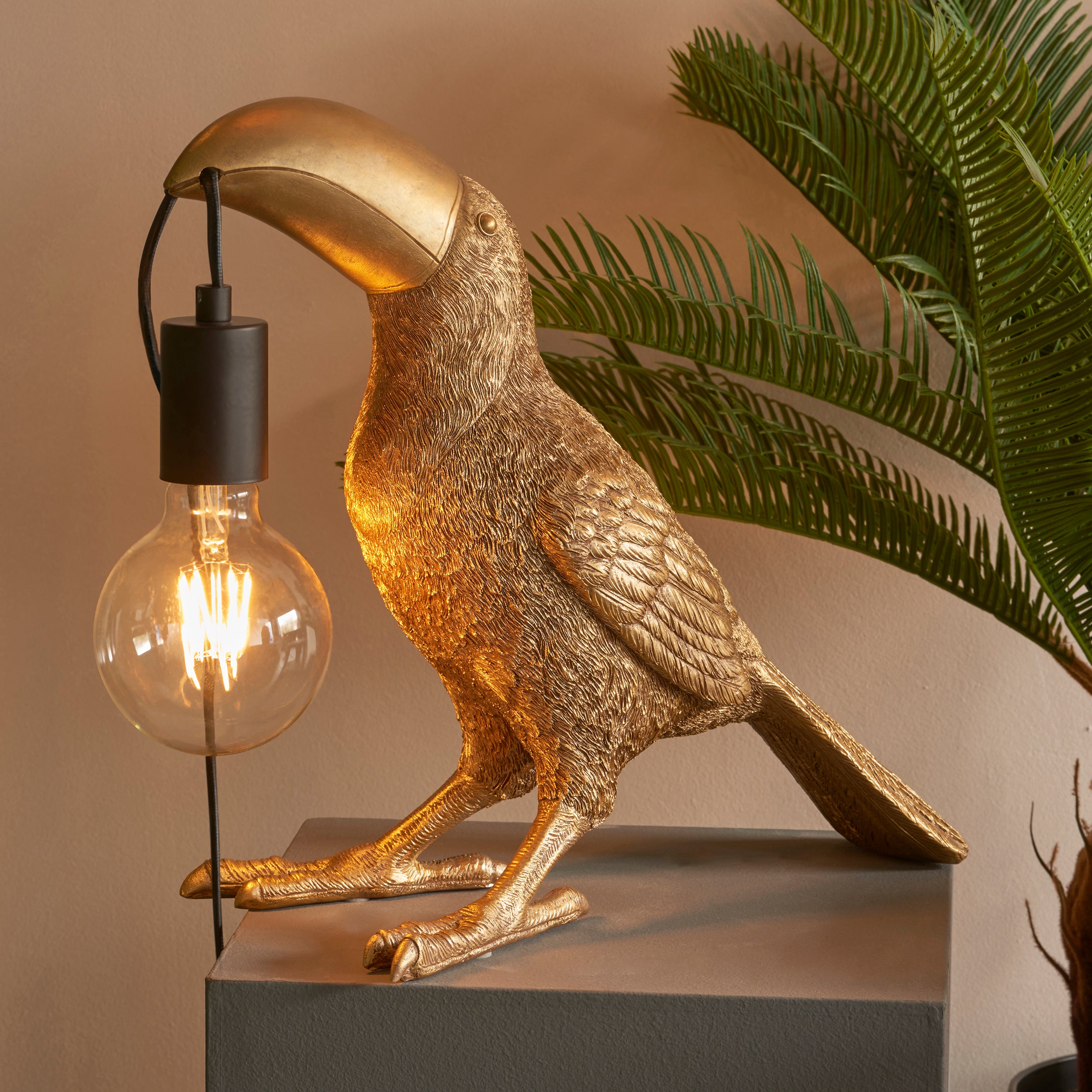Endon Beaky The Toucan Table Lamp - Vintage Gold