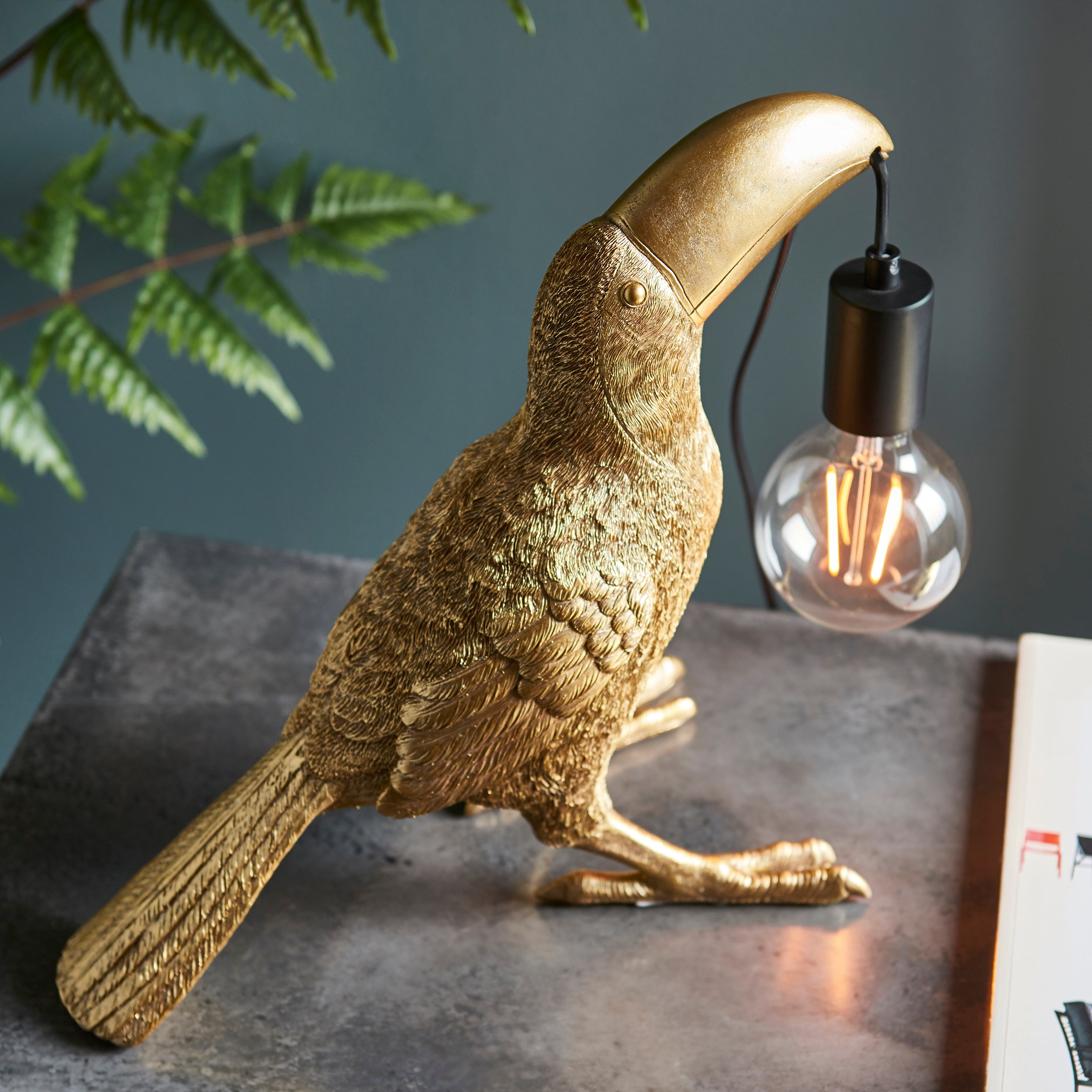 Endon Beaky The Toucan Table Lamp - Vintage Gold