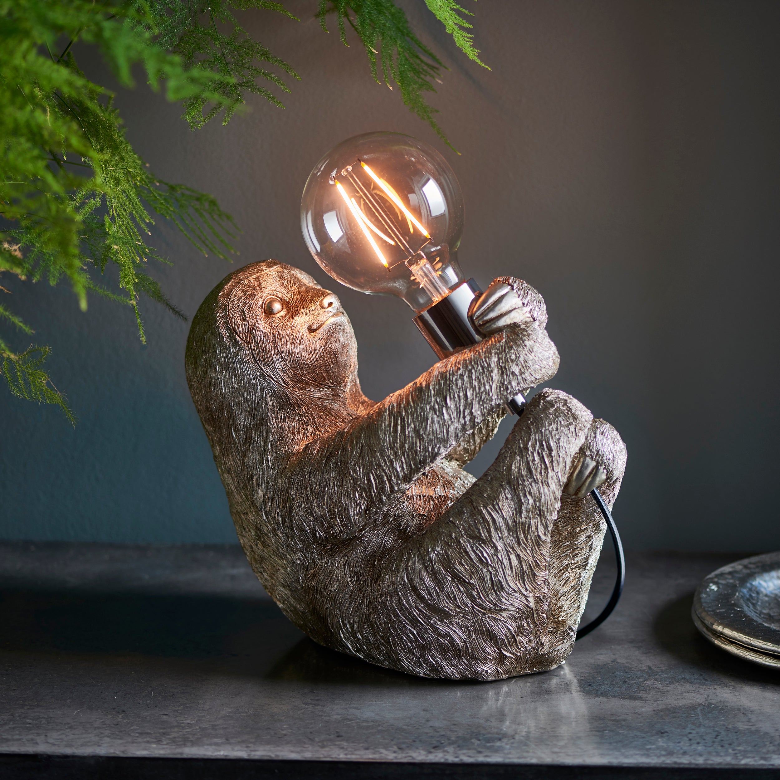 Endon Sleepy Sloth Table Lamp - Vintage Silver