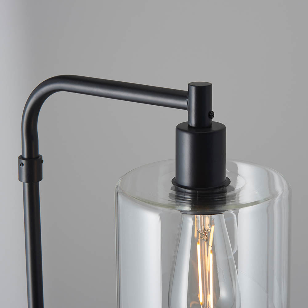 Endon Toledo Single Light Floor Lamp - Matt Black & Clear Glass