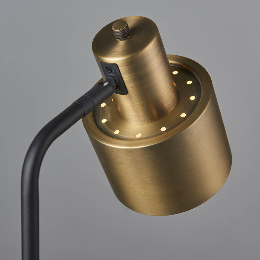 Endon Mayfield Task Single Light Table Lamp - Matt Antique Brass Plate & Matt Black