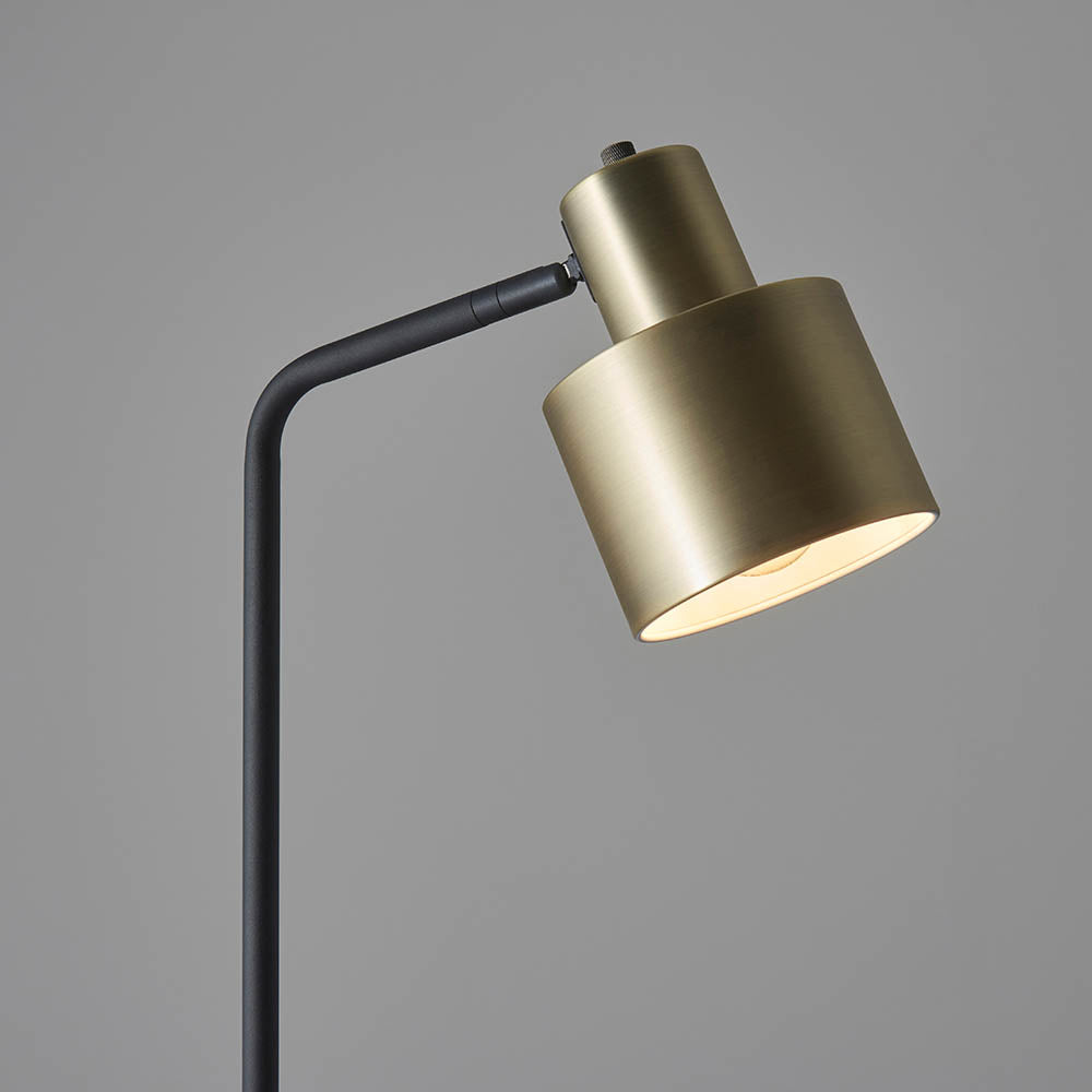Endon Mayfield Task Single Light Floor Lamp - Matt Antique Brass Plate & Matt Black