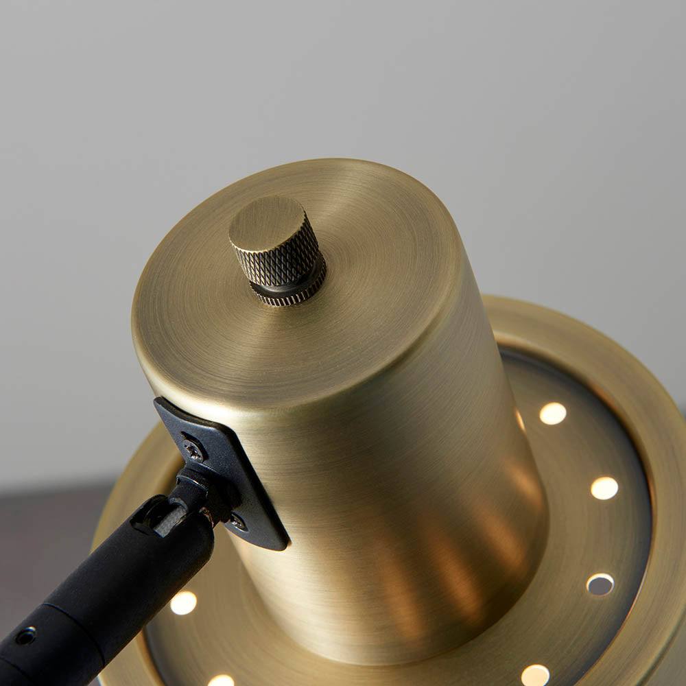 Endon Mayfield Task Single Light Floor Lamp - Matt Antique Brass Plate & Matt Black