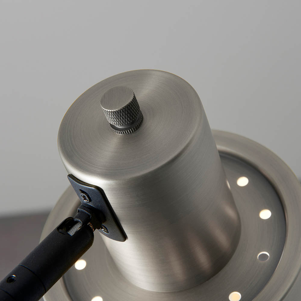 Endon Mayfield Task Single Light Floor Lamp - Brushed Silver Plate Finish & Matt Black