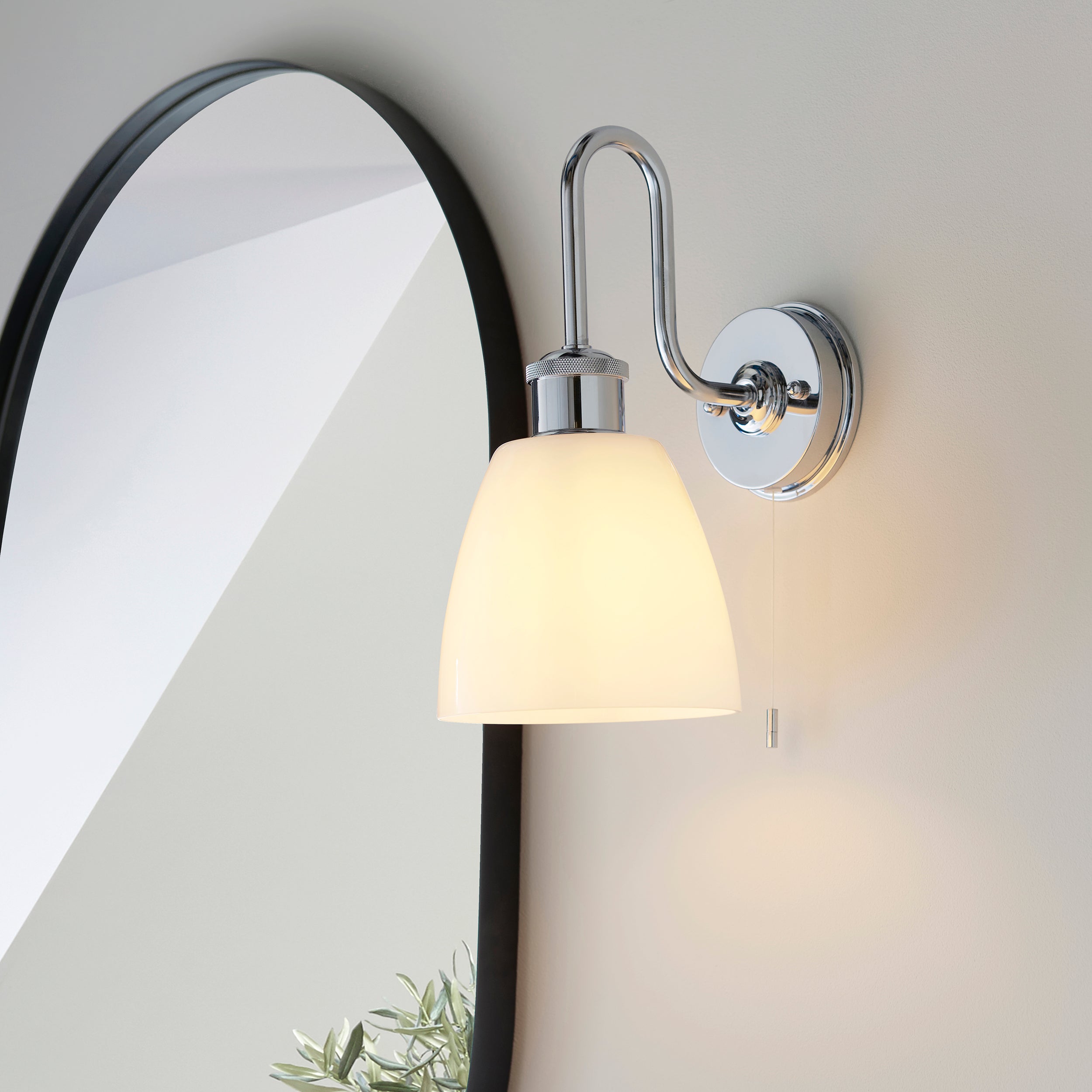 Endon Piper Single Wall Light - Opal Glass & Polished Chrome