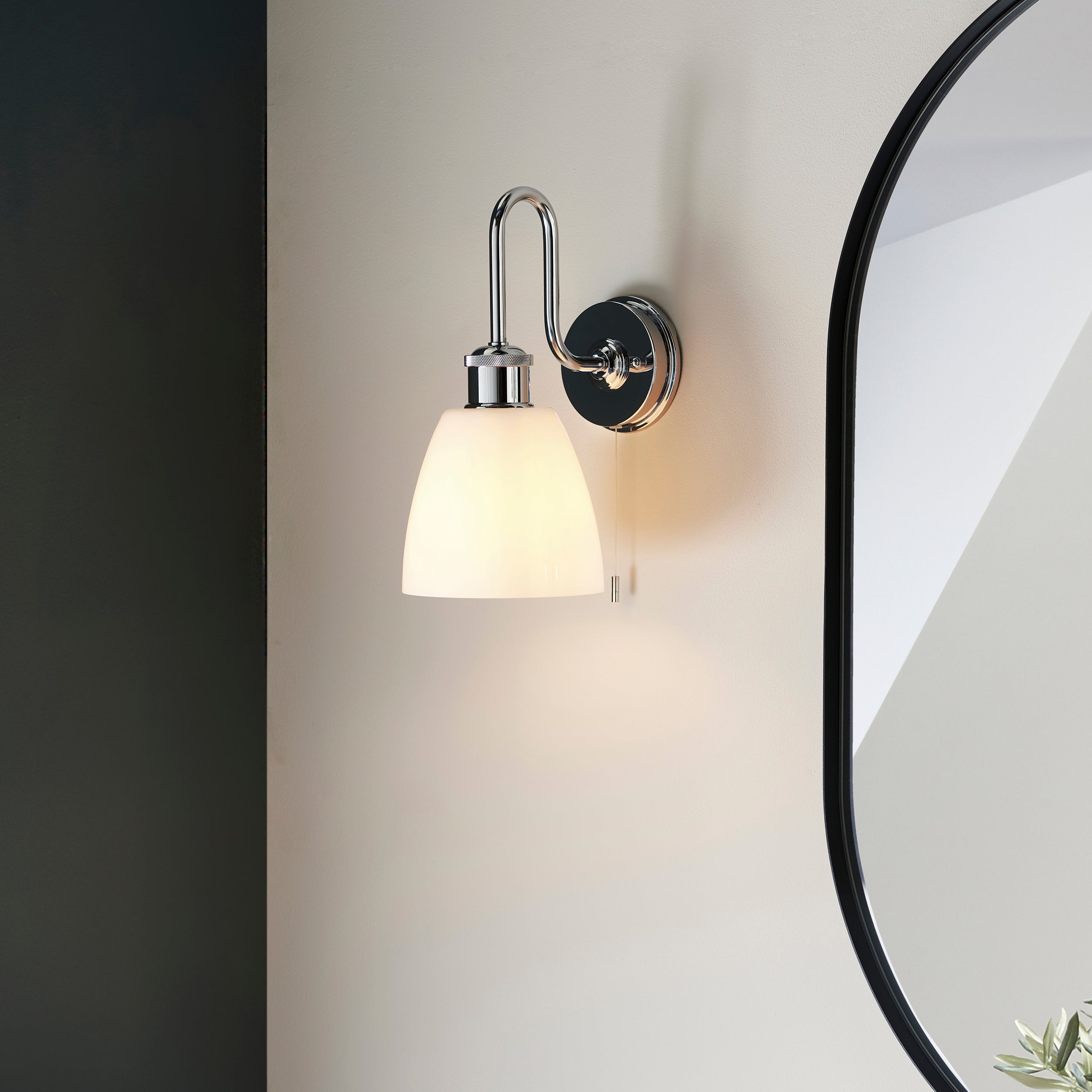 Endon Piper Single Wall Light - Opal Glass & Polished Chrome