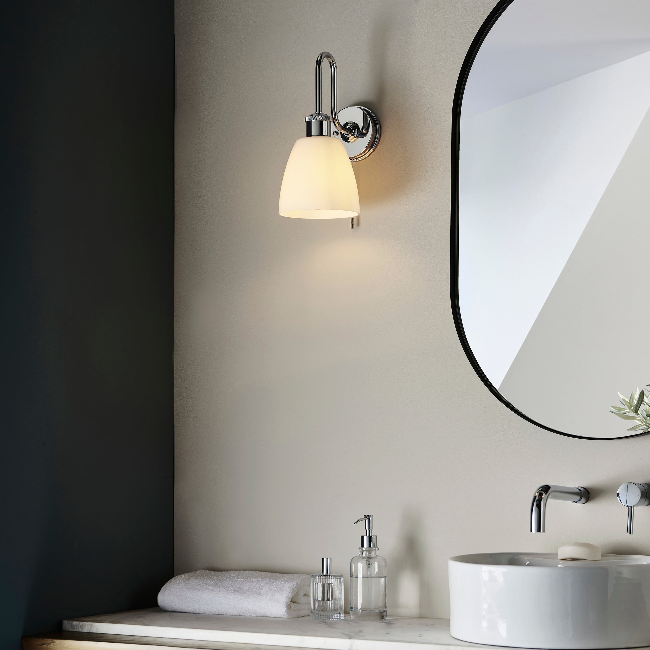 Endon Piper Single Wall Light - Opal Glass & Polished Chrome