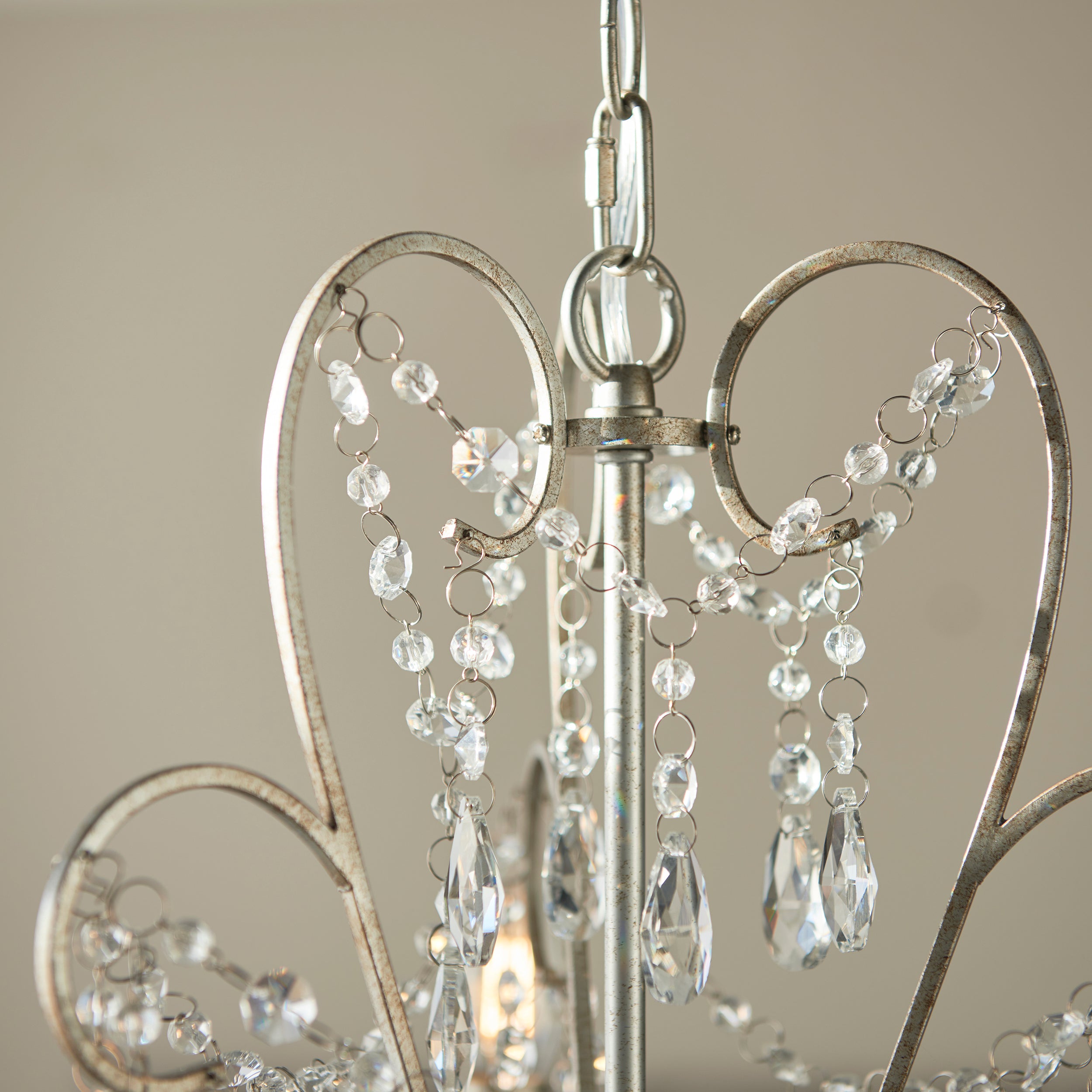 Endon Berkley 3 Light Chandelier - Aged Silver & Crystal Glass