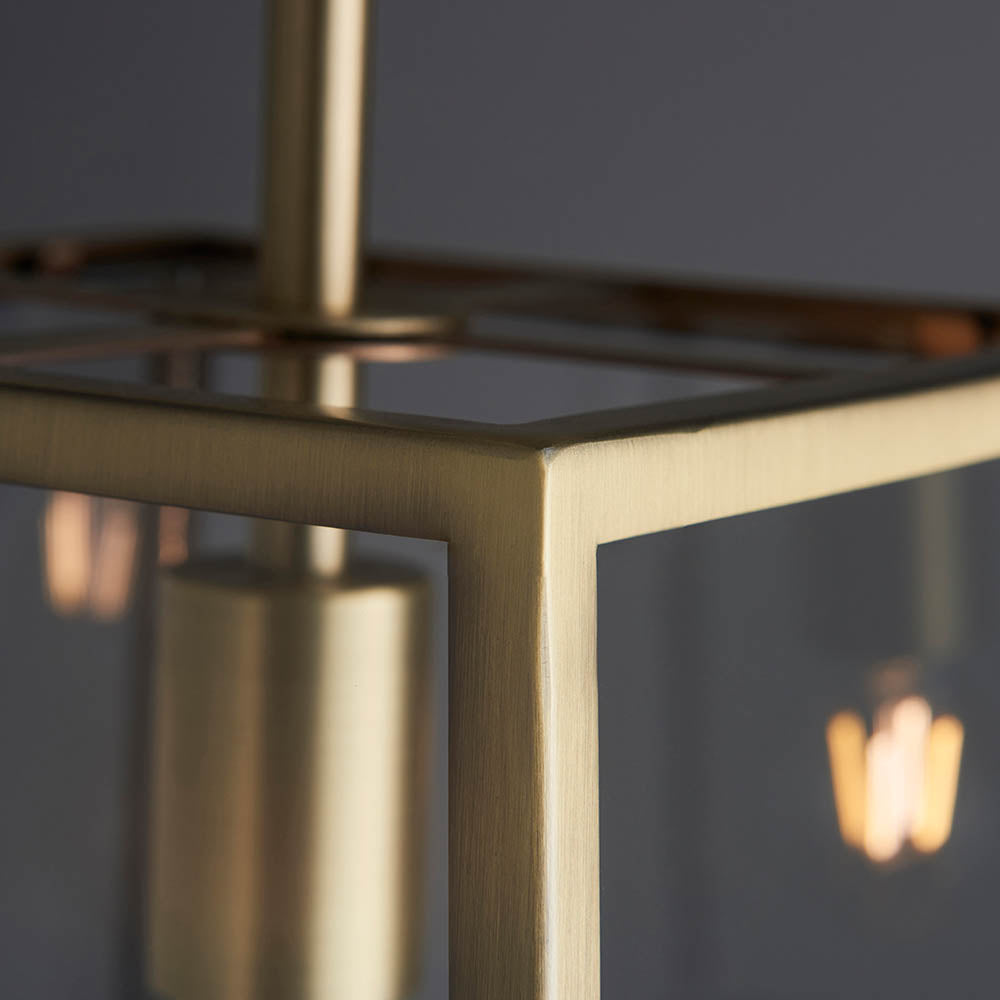 Endon Hurst Single Light Pendant - Matt Antique Brass Plate & Clear Glass